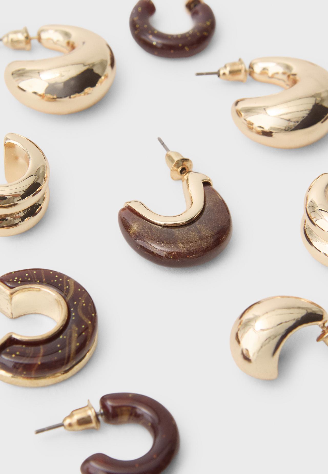 Set of 6 resin earrings — Brown