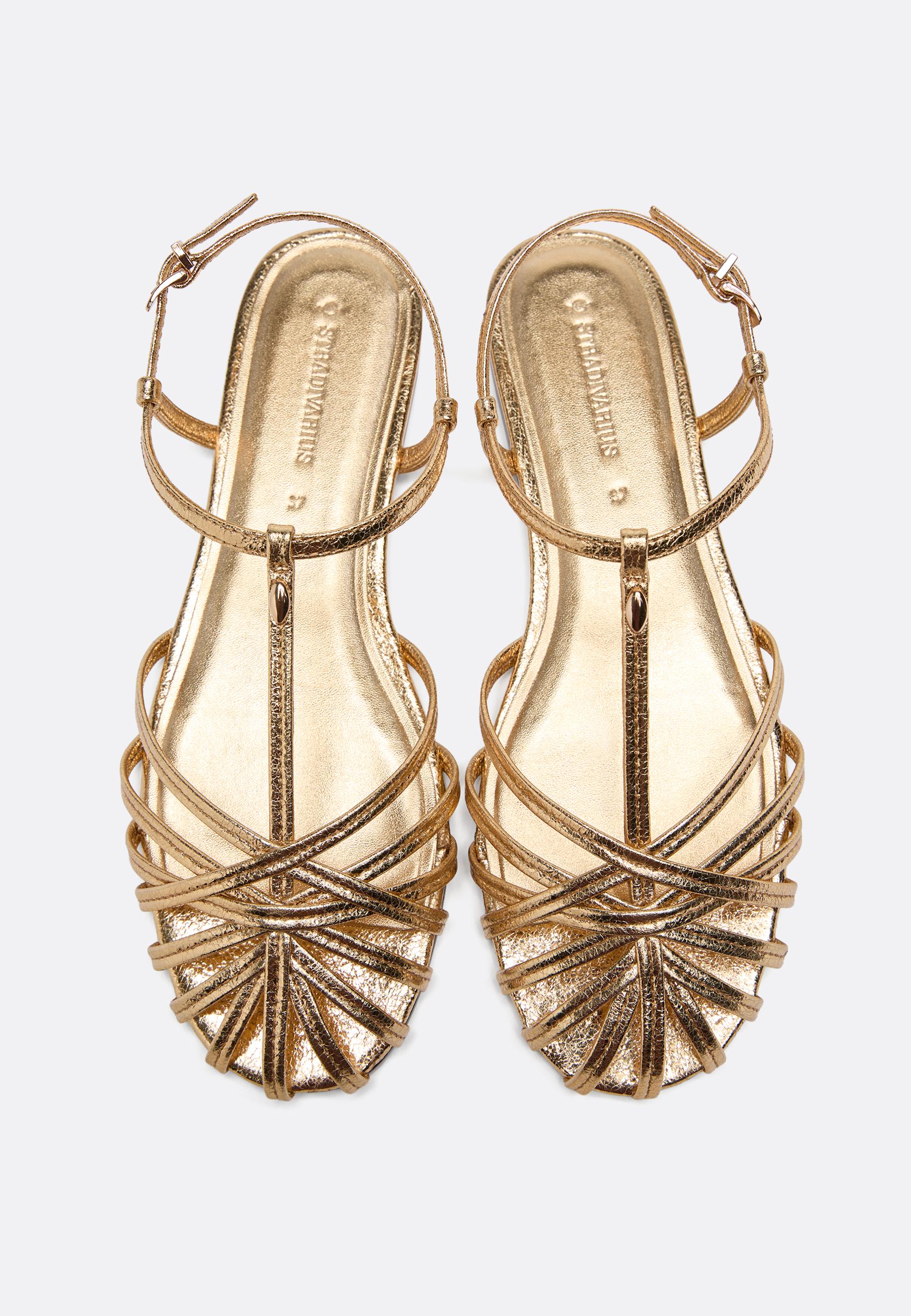 Thin-sole cage sandals — GOLD