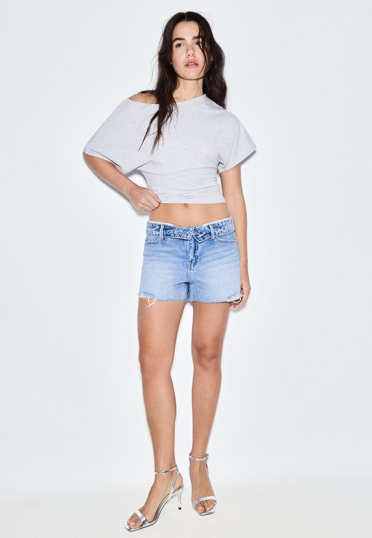 short denim cintura vuelta