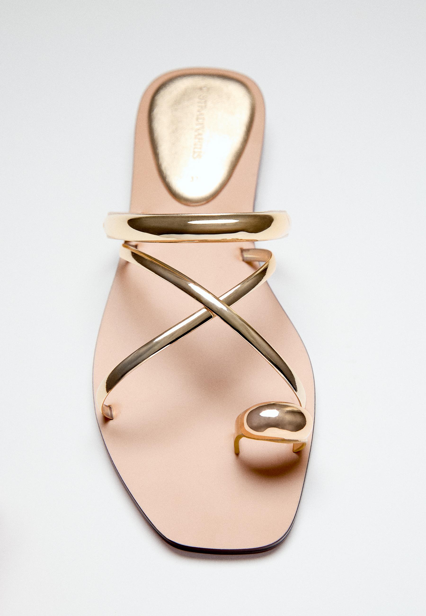 Flat slider sandals with metal detail - Women's fashion