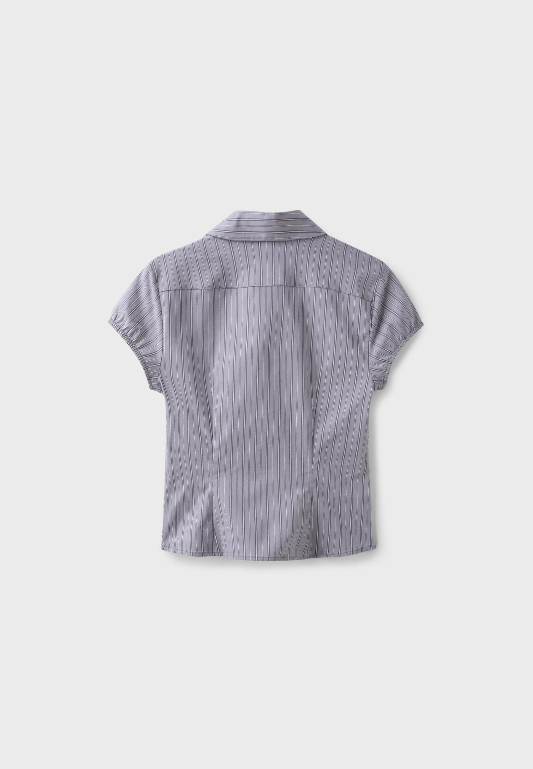 Short sleeve cut-out shirt — Pearl grey