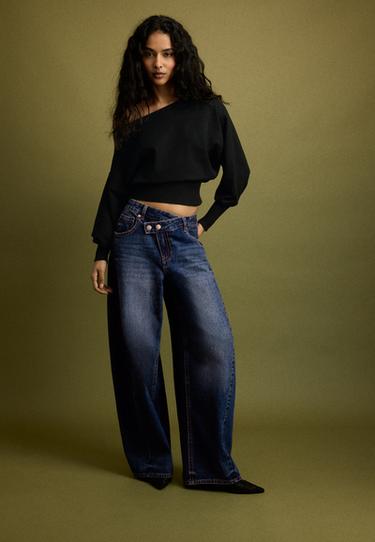 Asymmetric ribbed hem knit jumper — Black 2