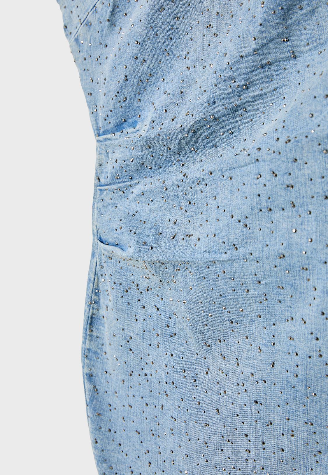 Short denim dress with rhinestones - Women's fashion | Stradivarius Panam