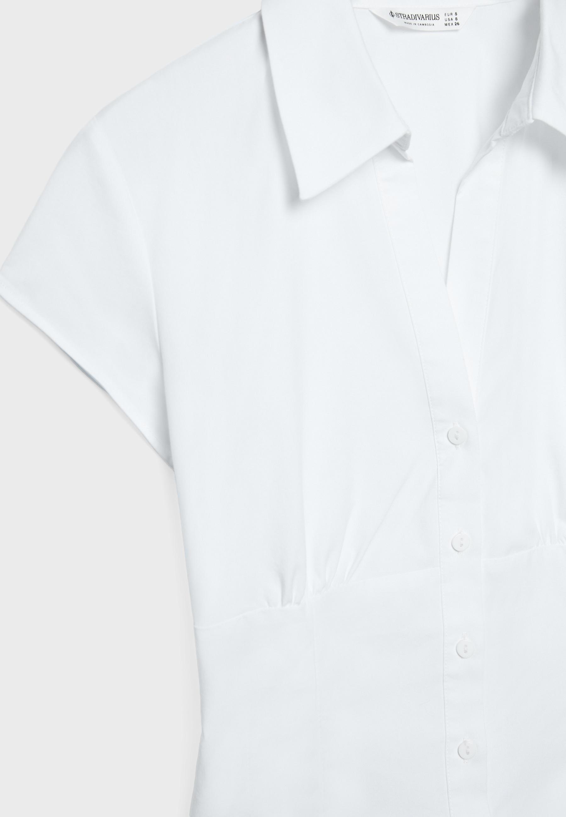 Short sleeve shirt with underbust seam — White