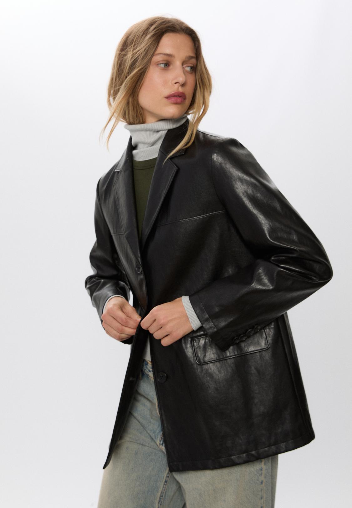 Faux leather blazer