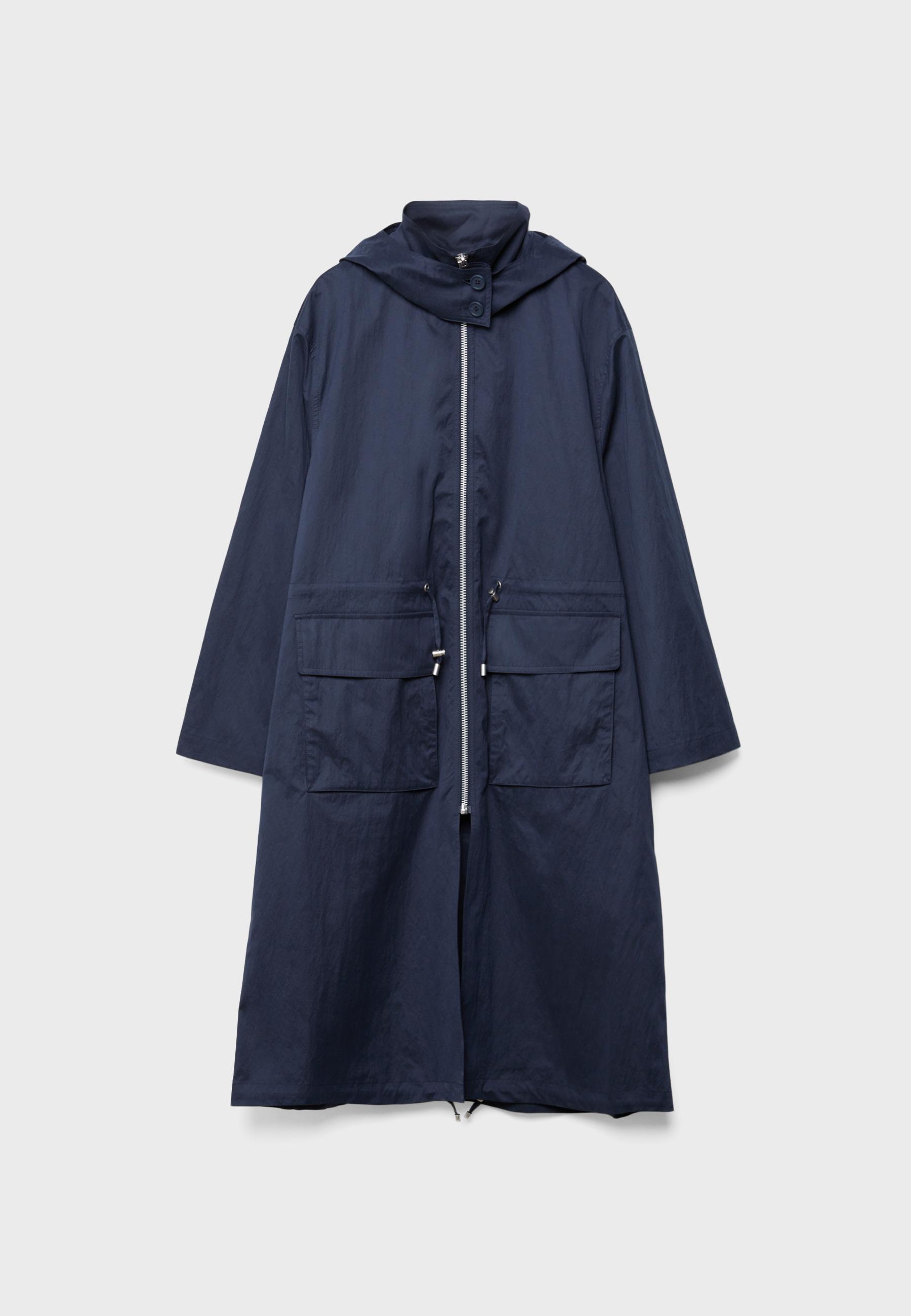 Long flowing parka — Navy blue