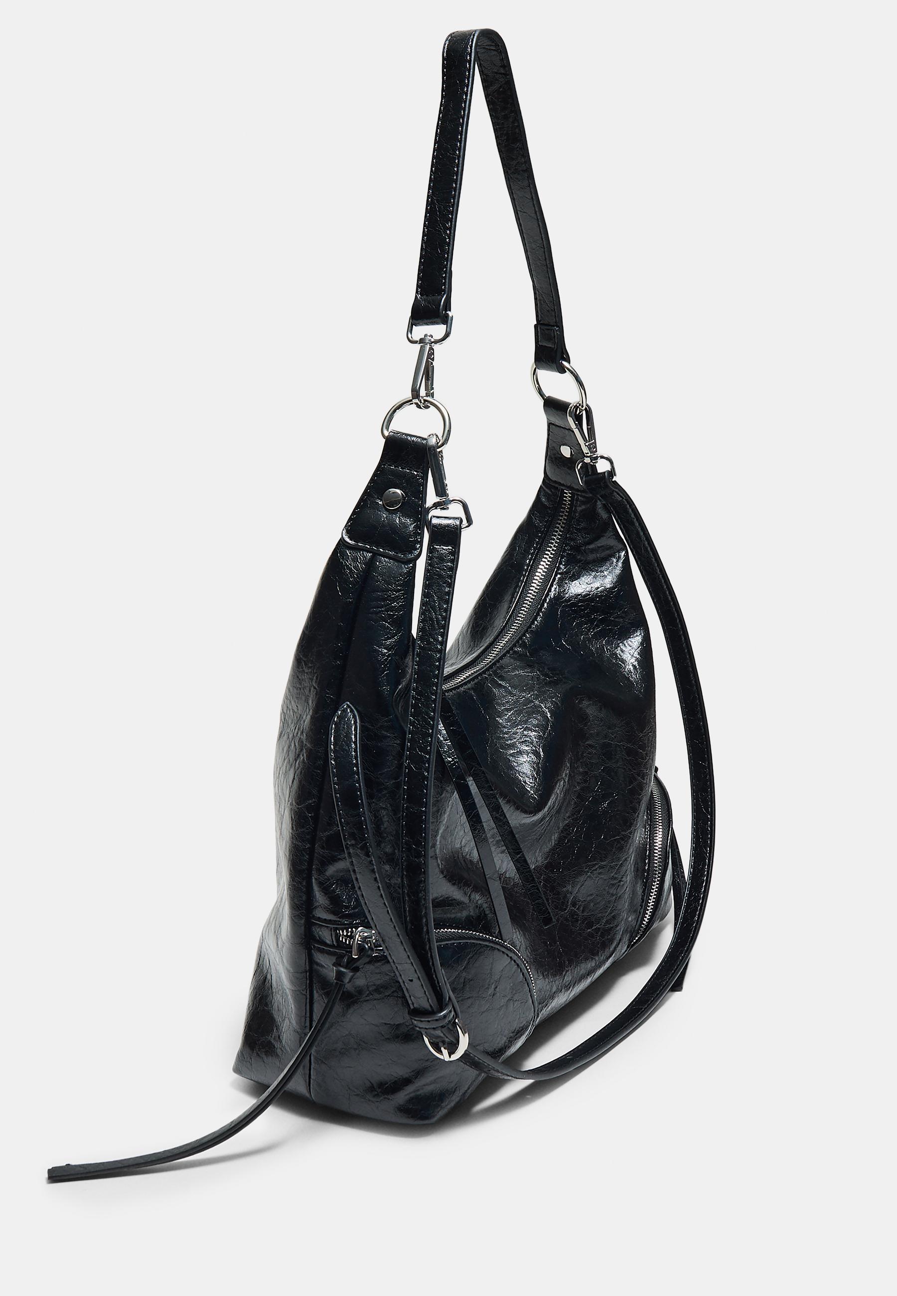 Shoulder bag with zips — Black