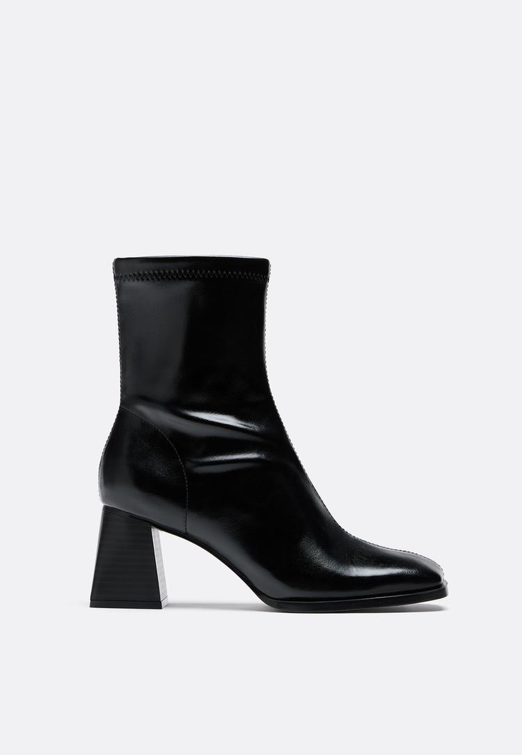 mid heel boots with stretch legs