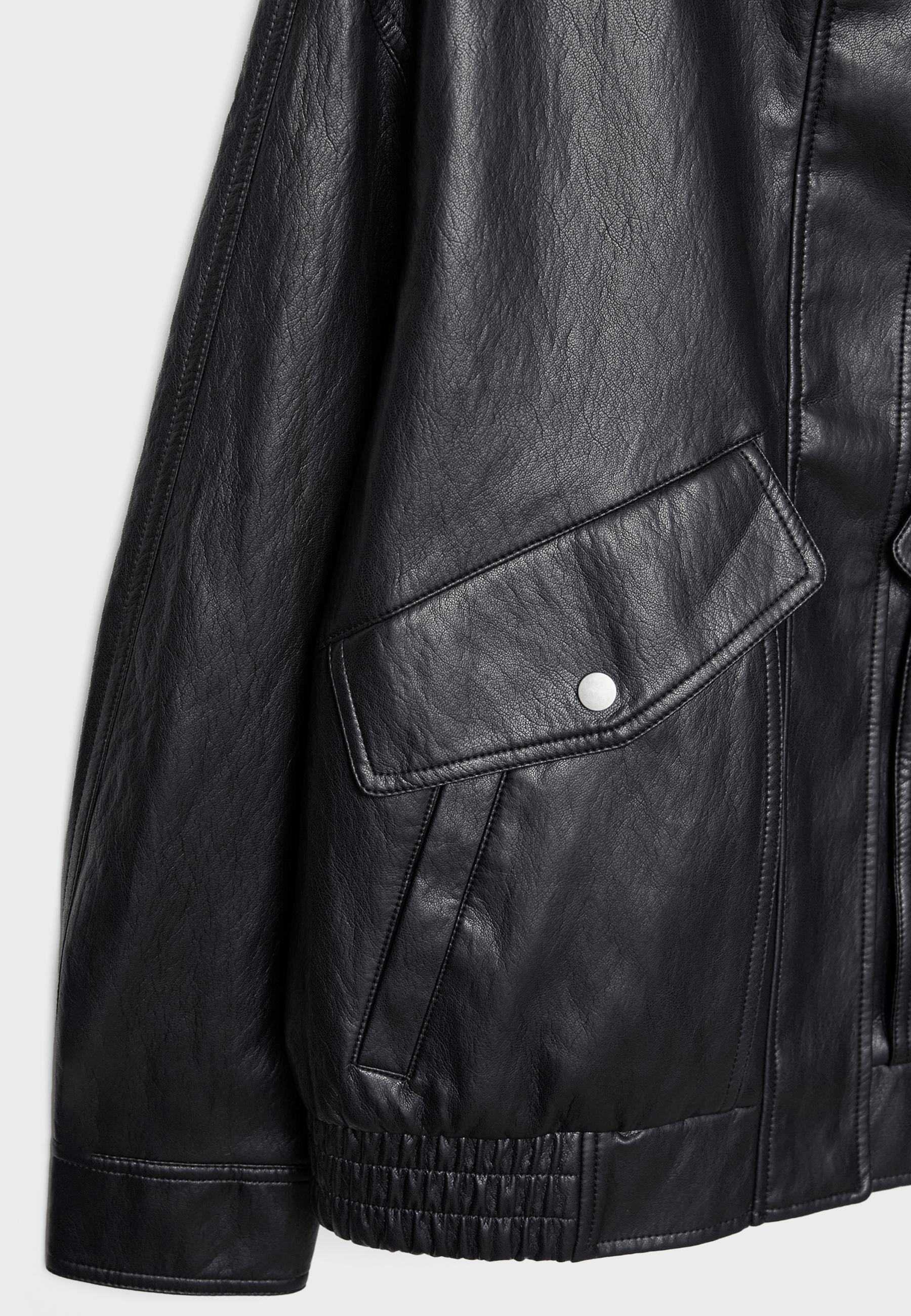 Oversize faux leather jacket - Women's fashion | Stradivarius Romania