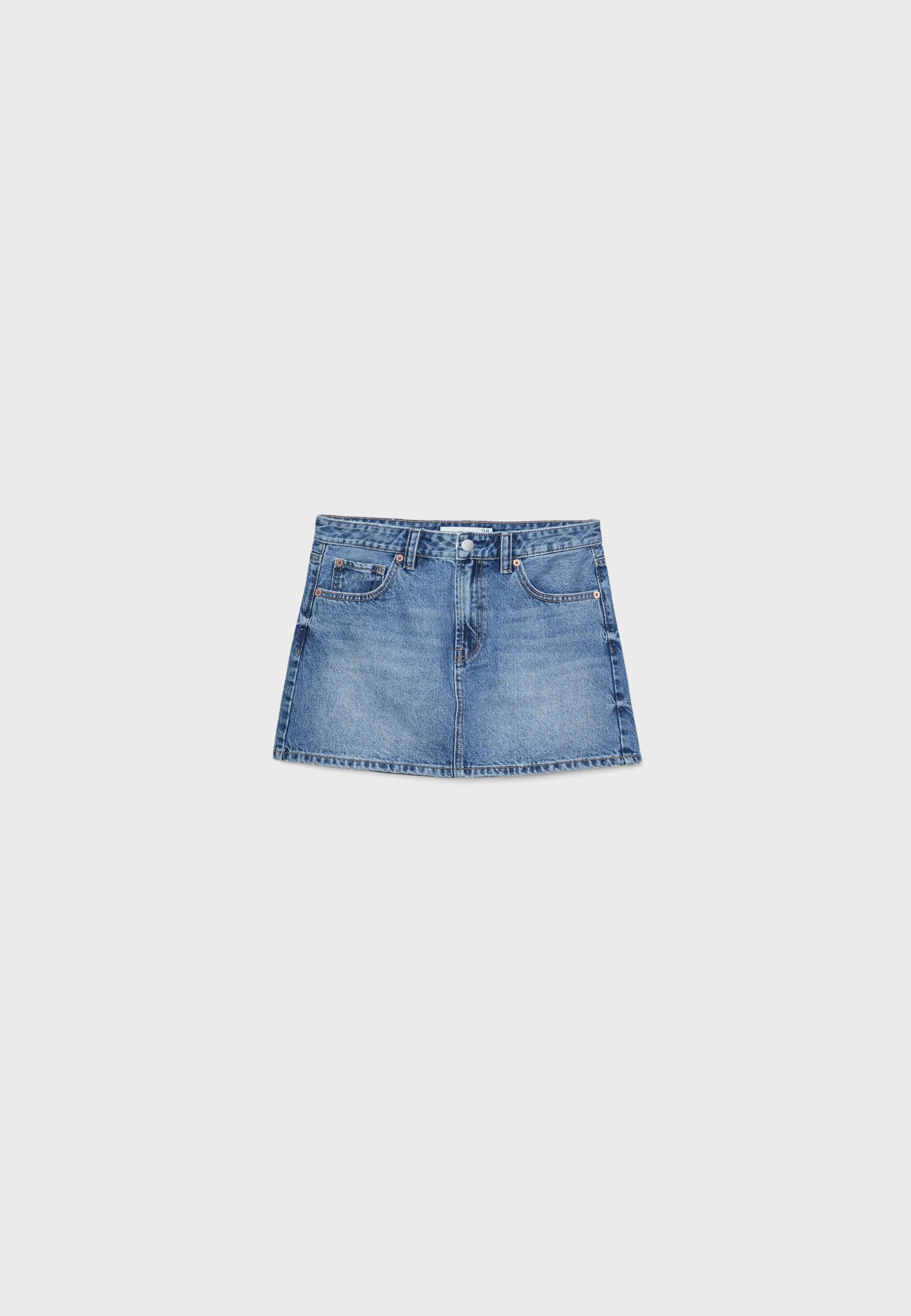 D60 denim mini skirt — MEDIUM LIGHT BLUE DENIM