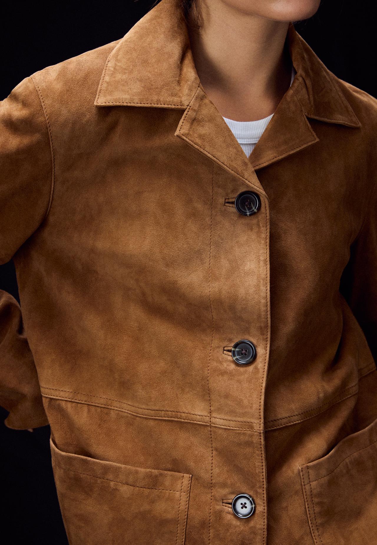Leather pocket jacket — Brown