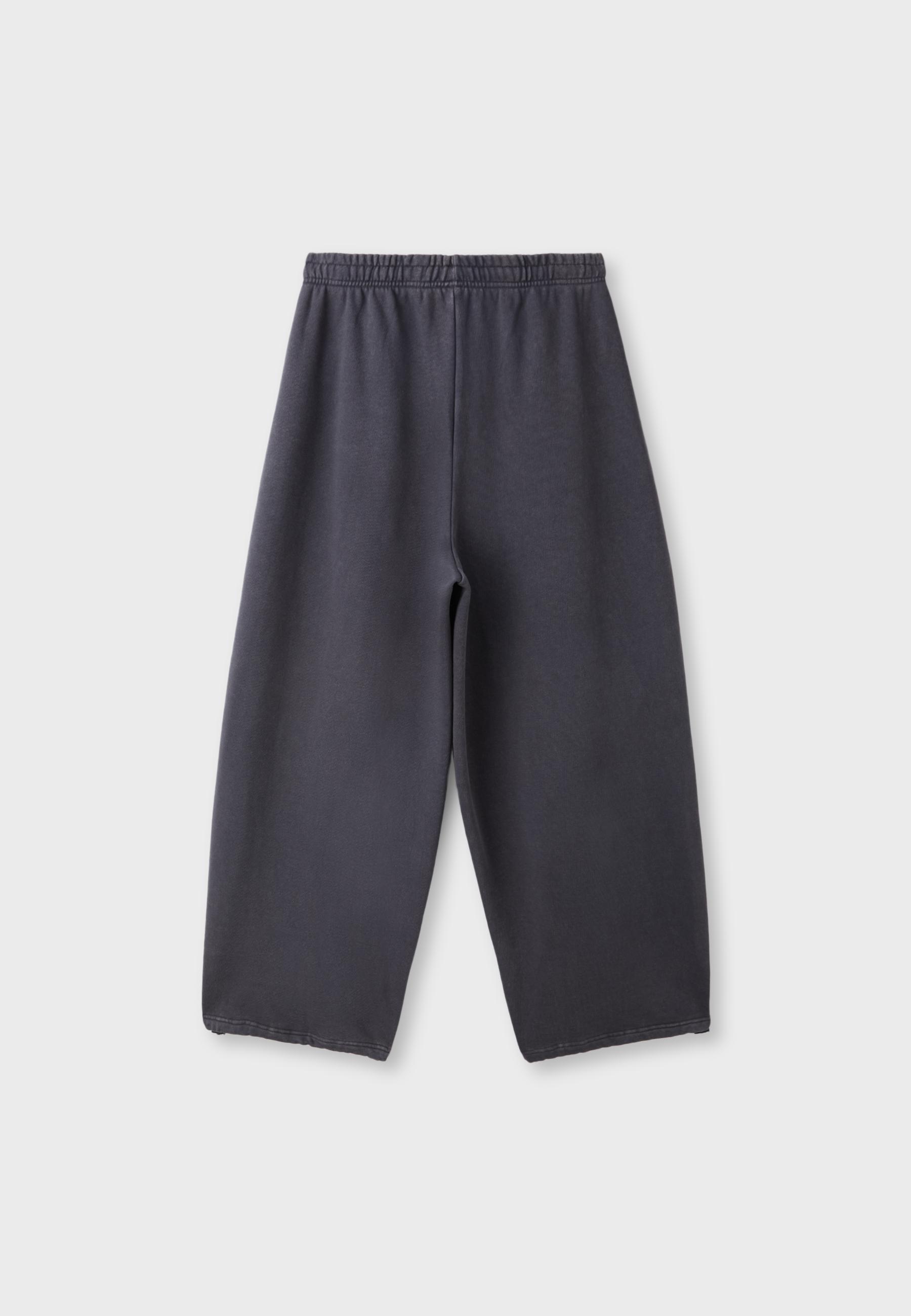Acid wash plush jogger trousers with toggles — Dark grey
