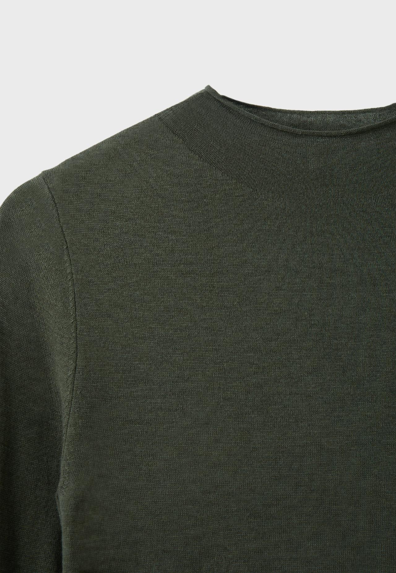 Basic wool silk mock neck jumper — Khaki