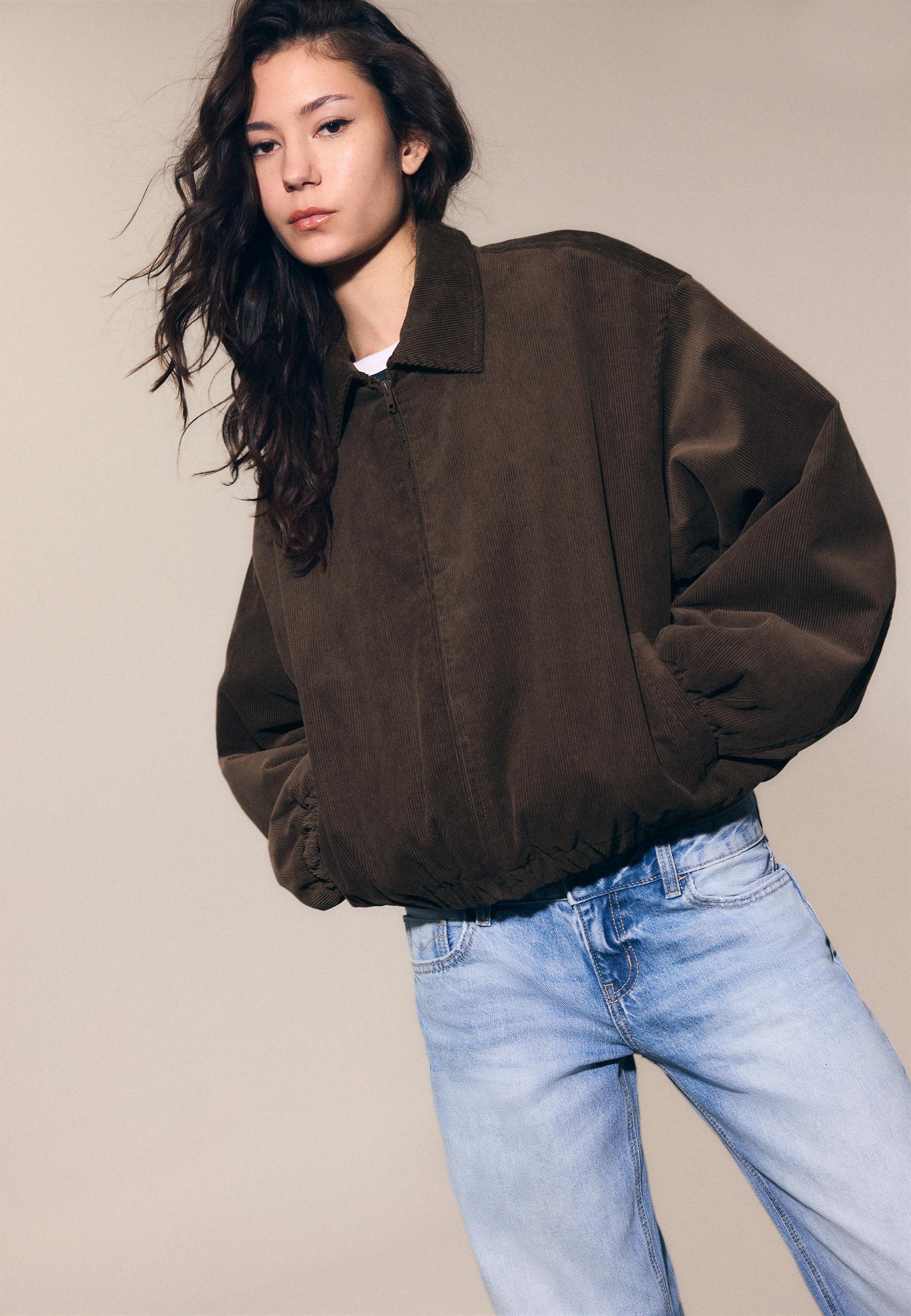 Corduroy Padded Jacket — Brown