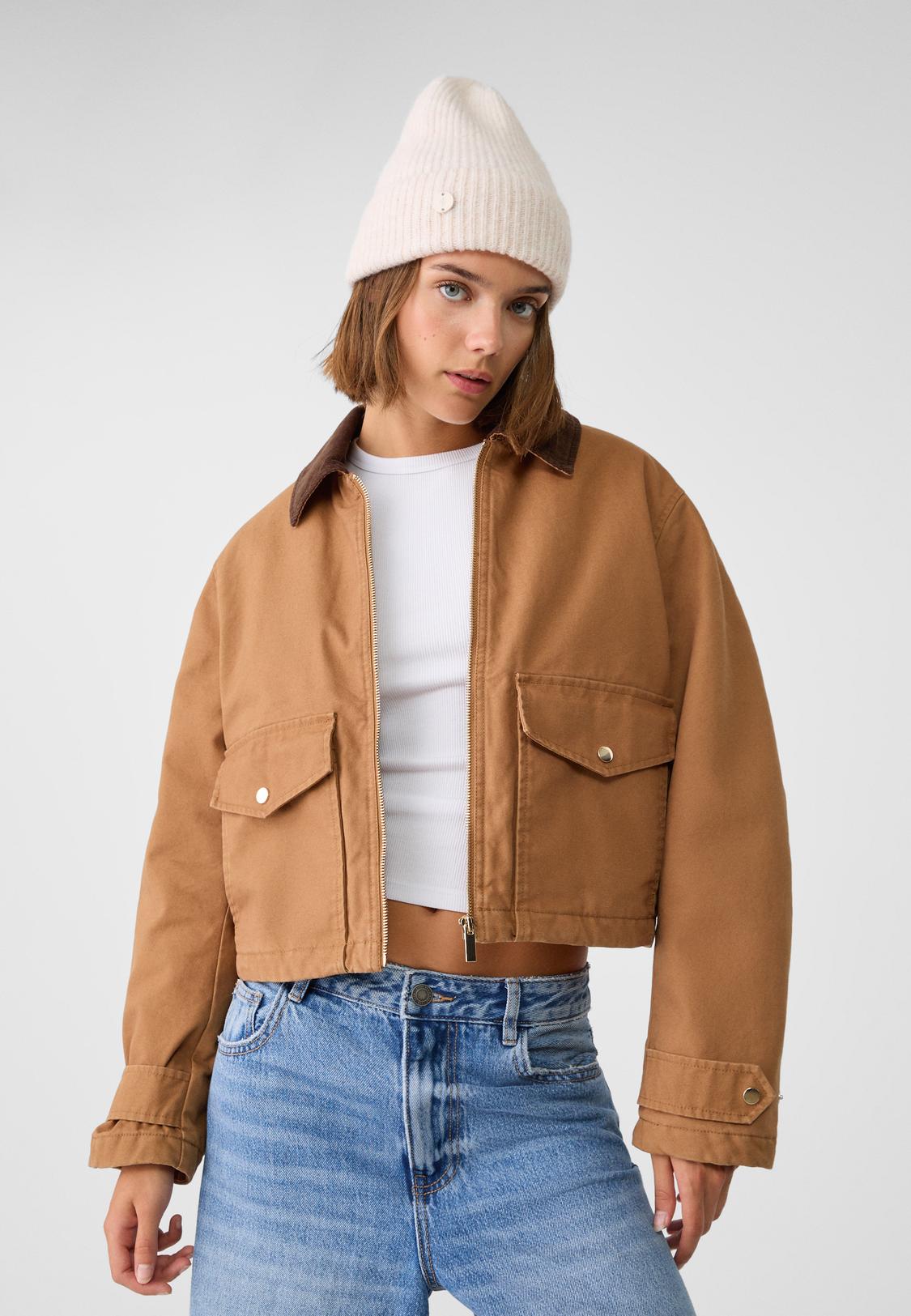 Leather Jacket Cortavientos Stradivarius Stradivarius Chaqueta