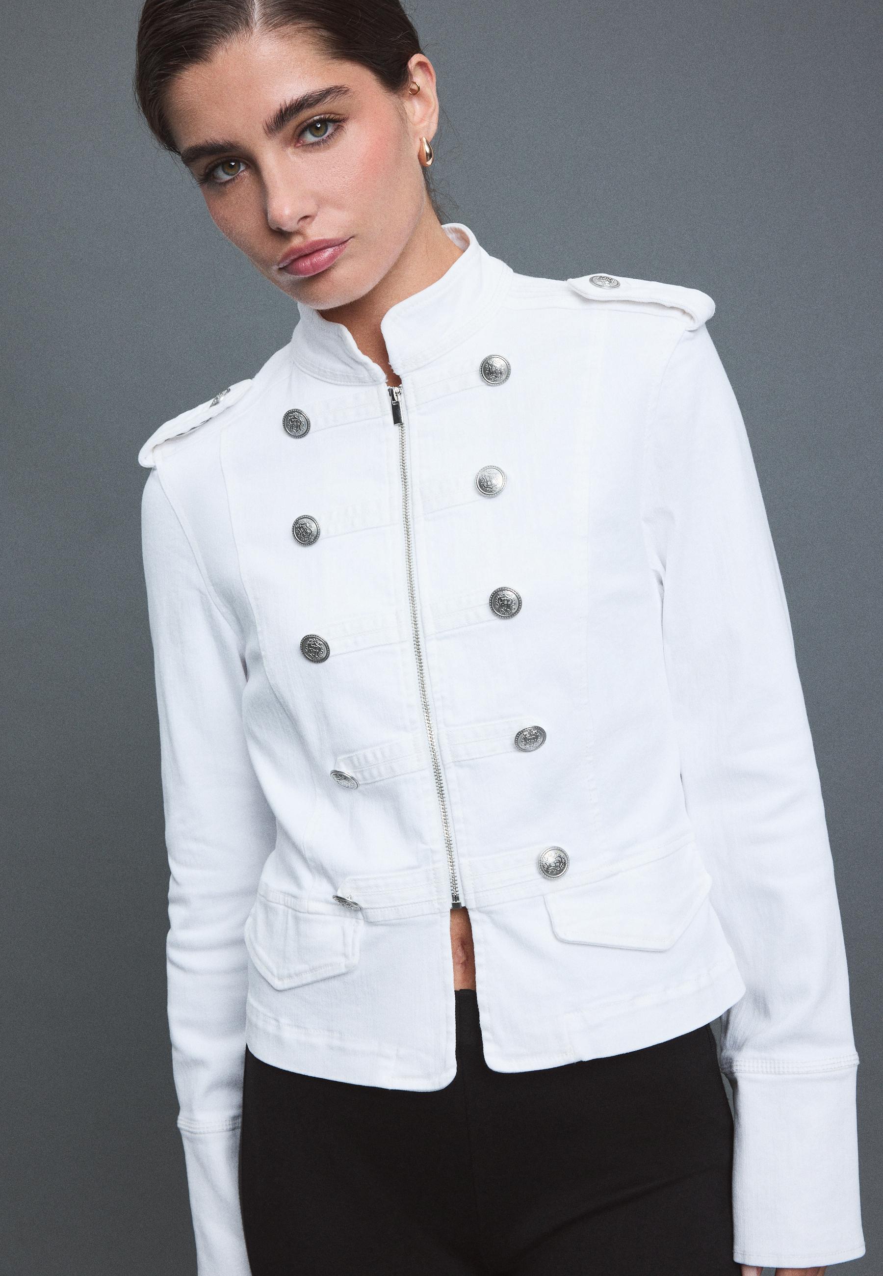 Buttoned denim jacket — White