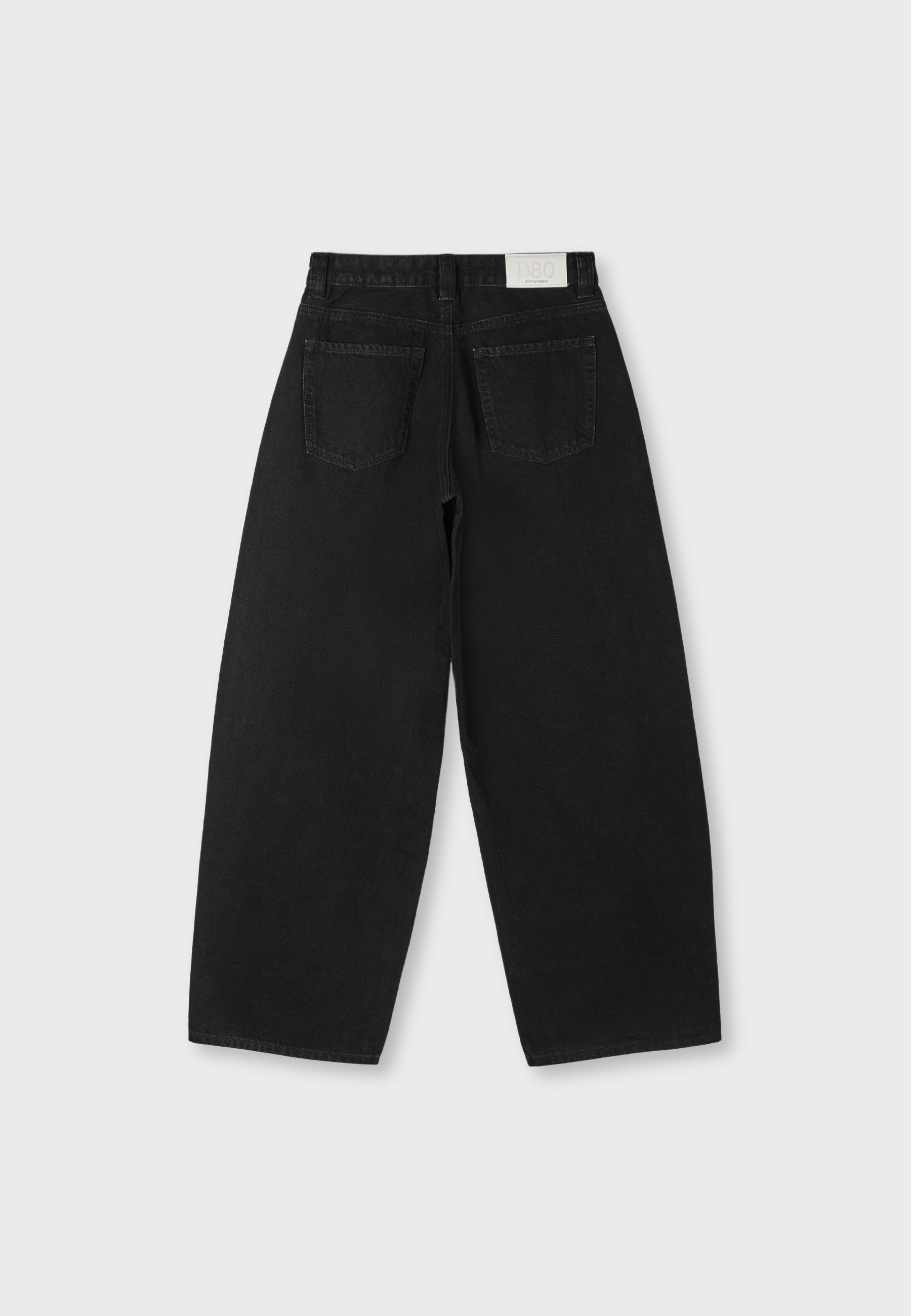 D80 Barrel jeans — BLACK DENIM WASHED EFFECT 