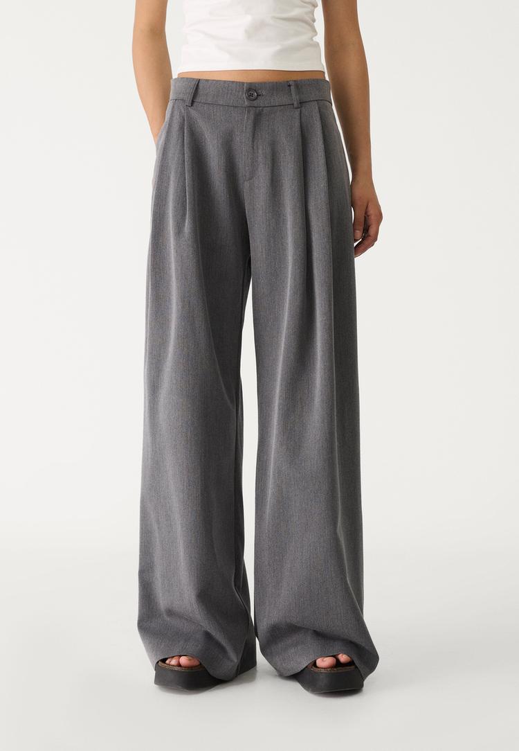 pantalon vestir wide leg pinzas