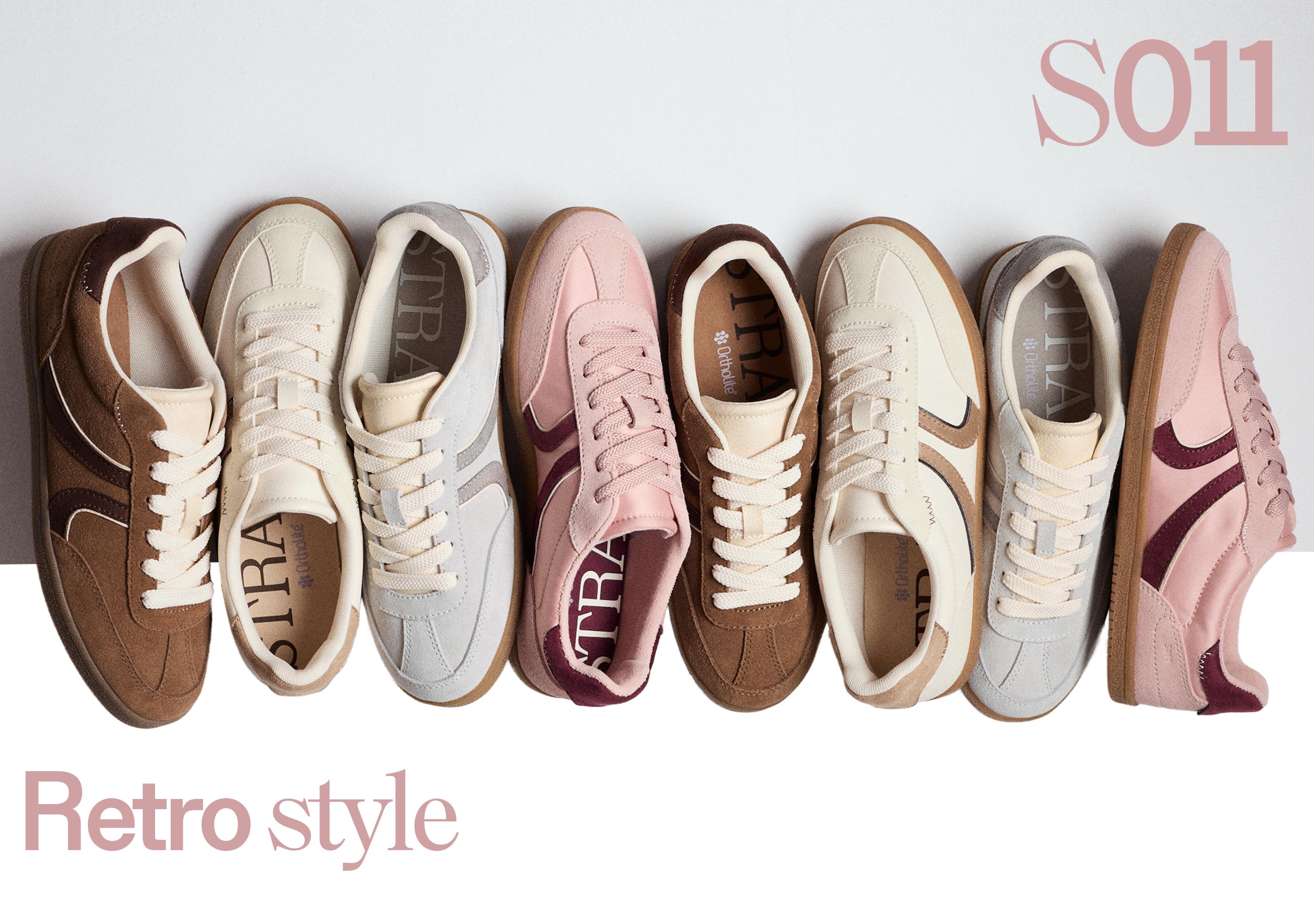 S011 Retro leather trainers — BROWN
