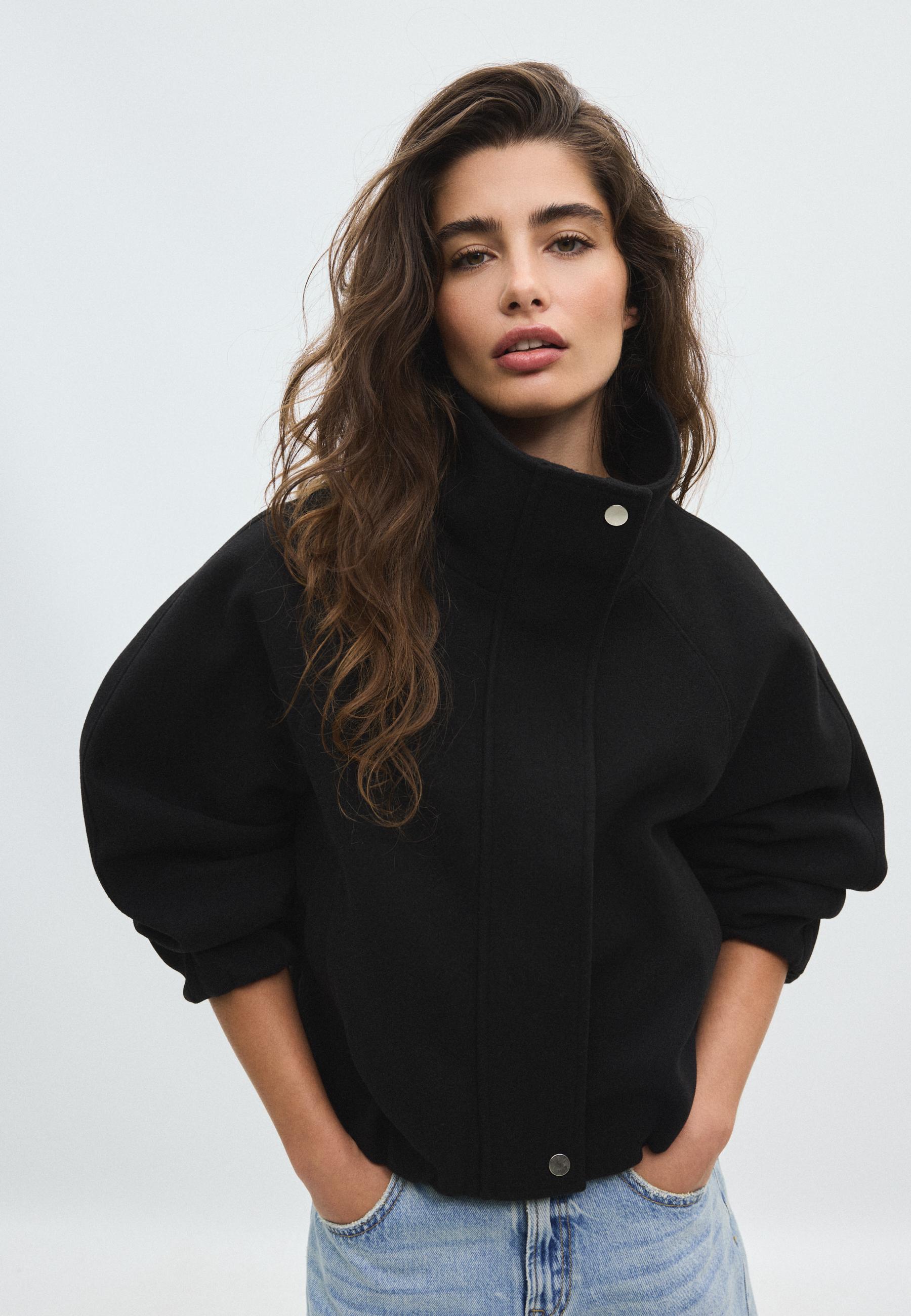 Soft-touch bomber jacket — Black