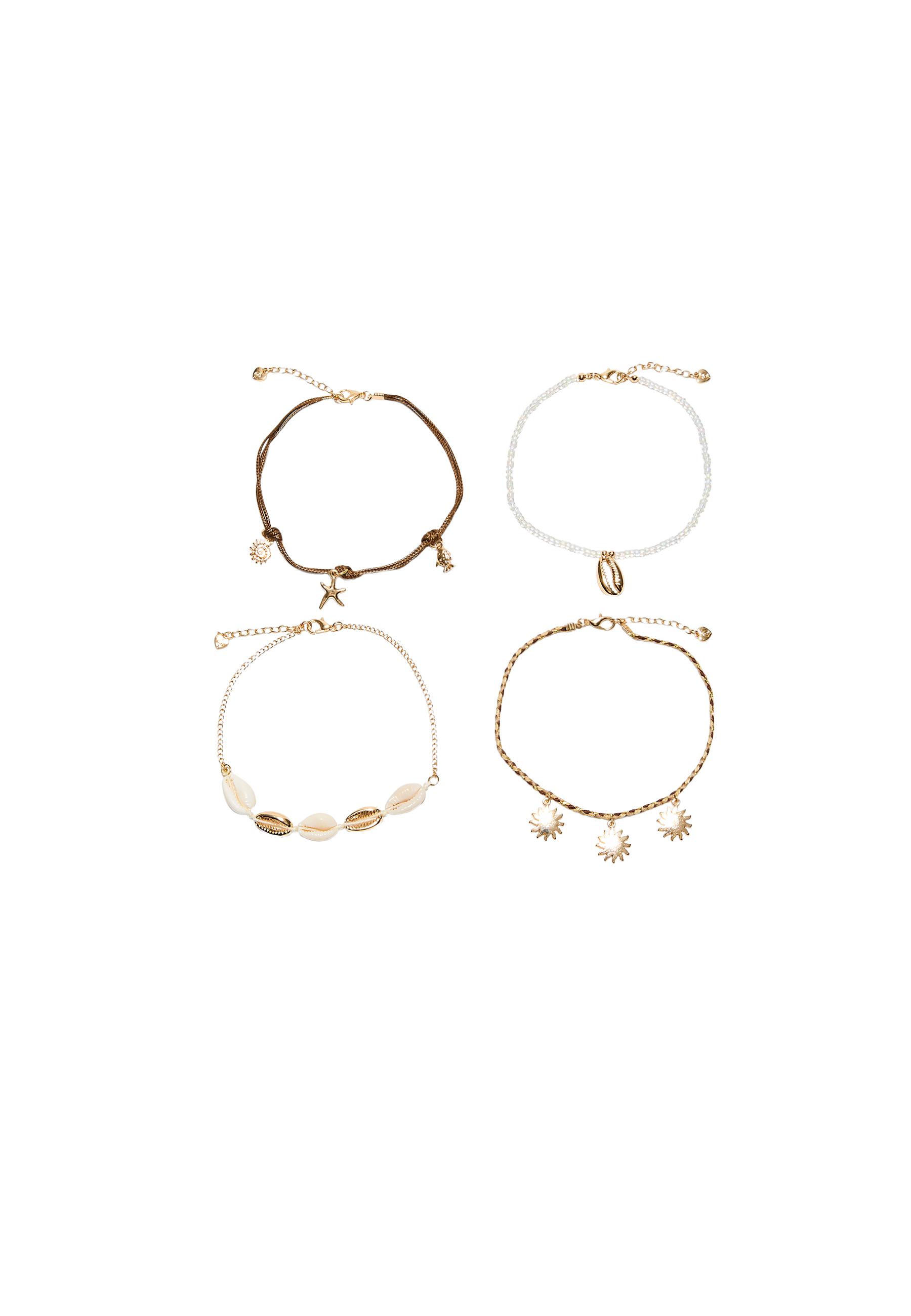 Set of 4 charm anklets — Gold