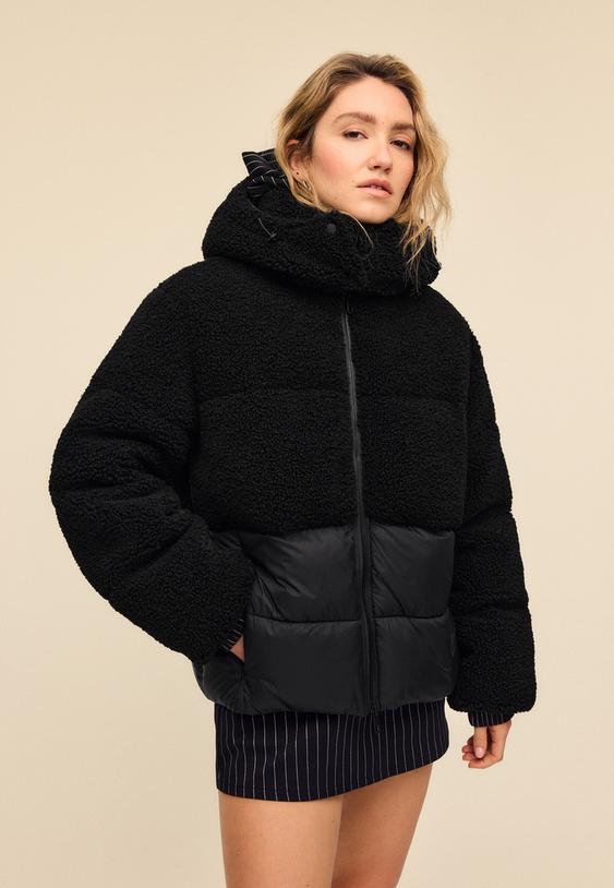 manteau rembourre effet mouton combine