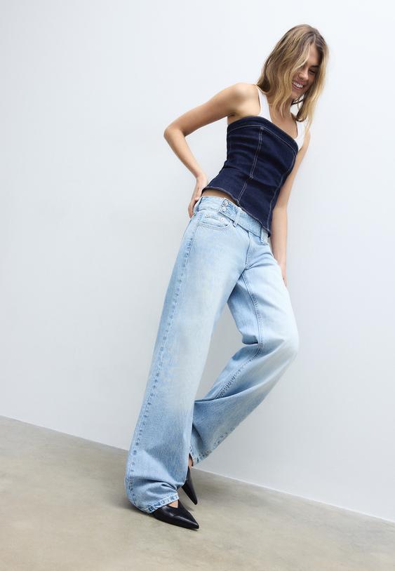 recht model jeans met lage taille en hamerlussen