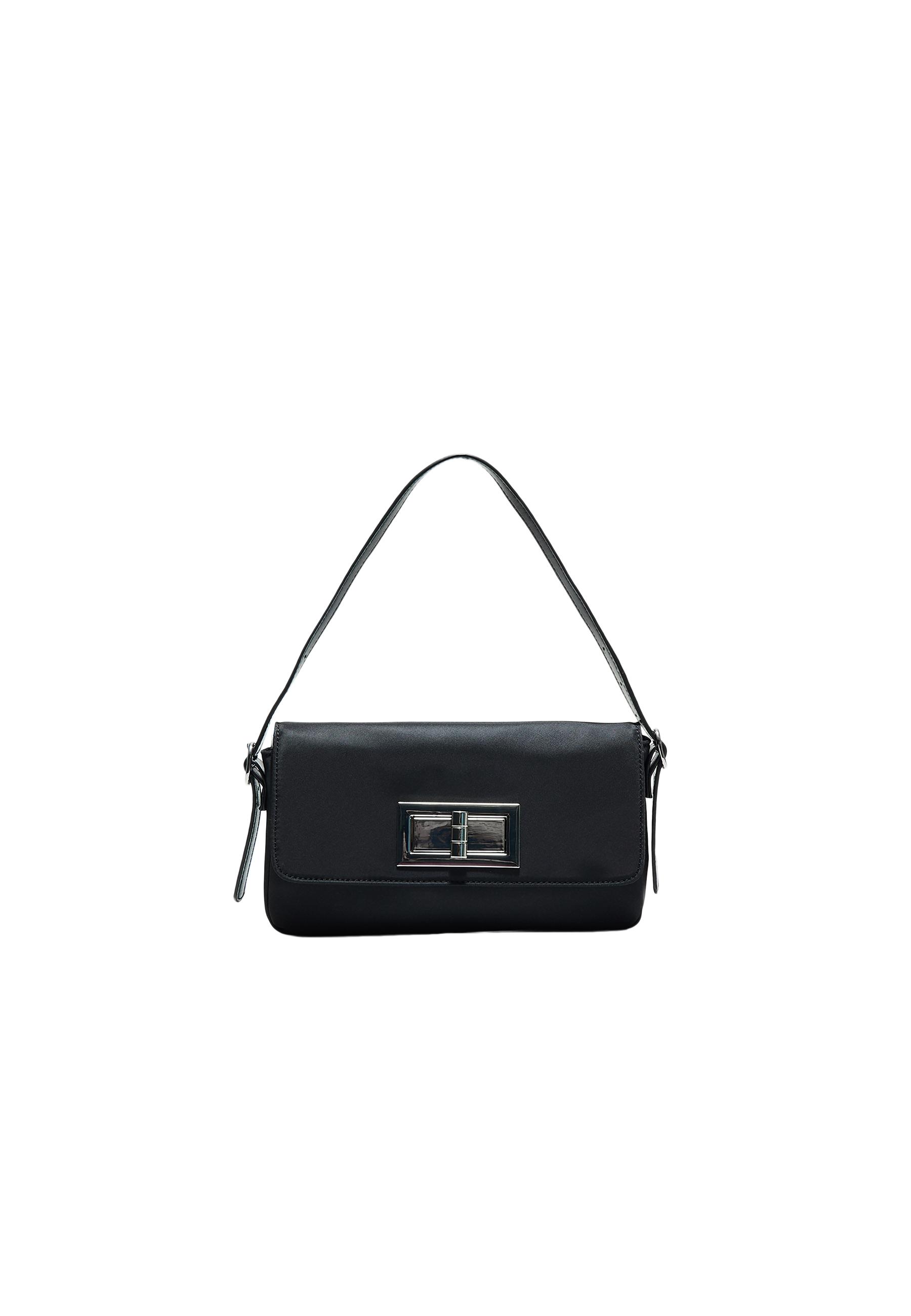 Shoulder bag with metal clasp — Black