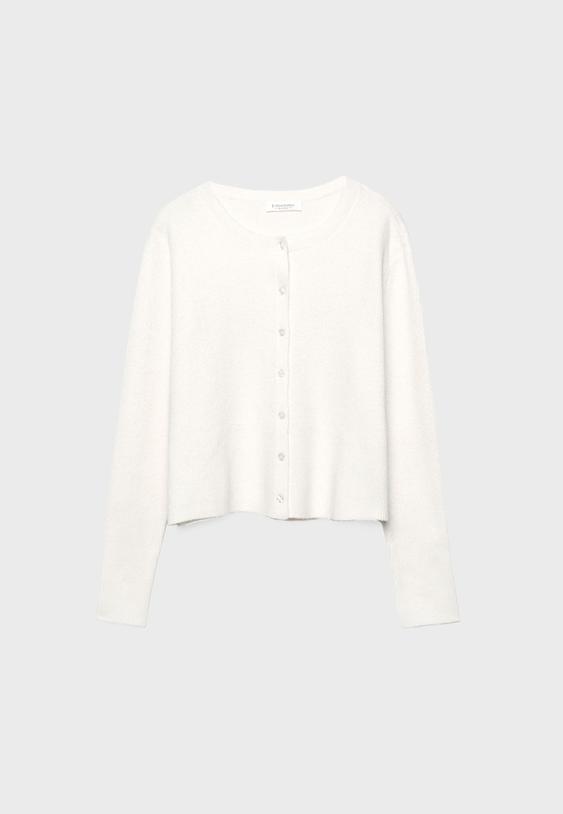 Chaqueta punto rib botones - Maille femme | Stradivarius France