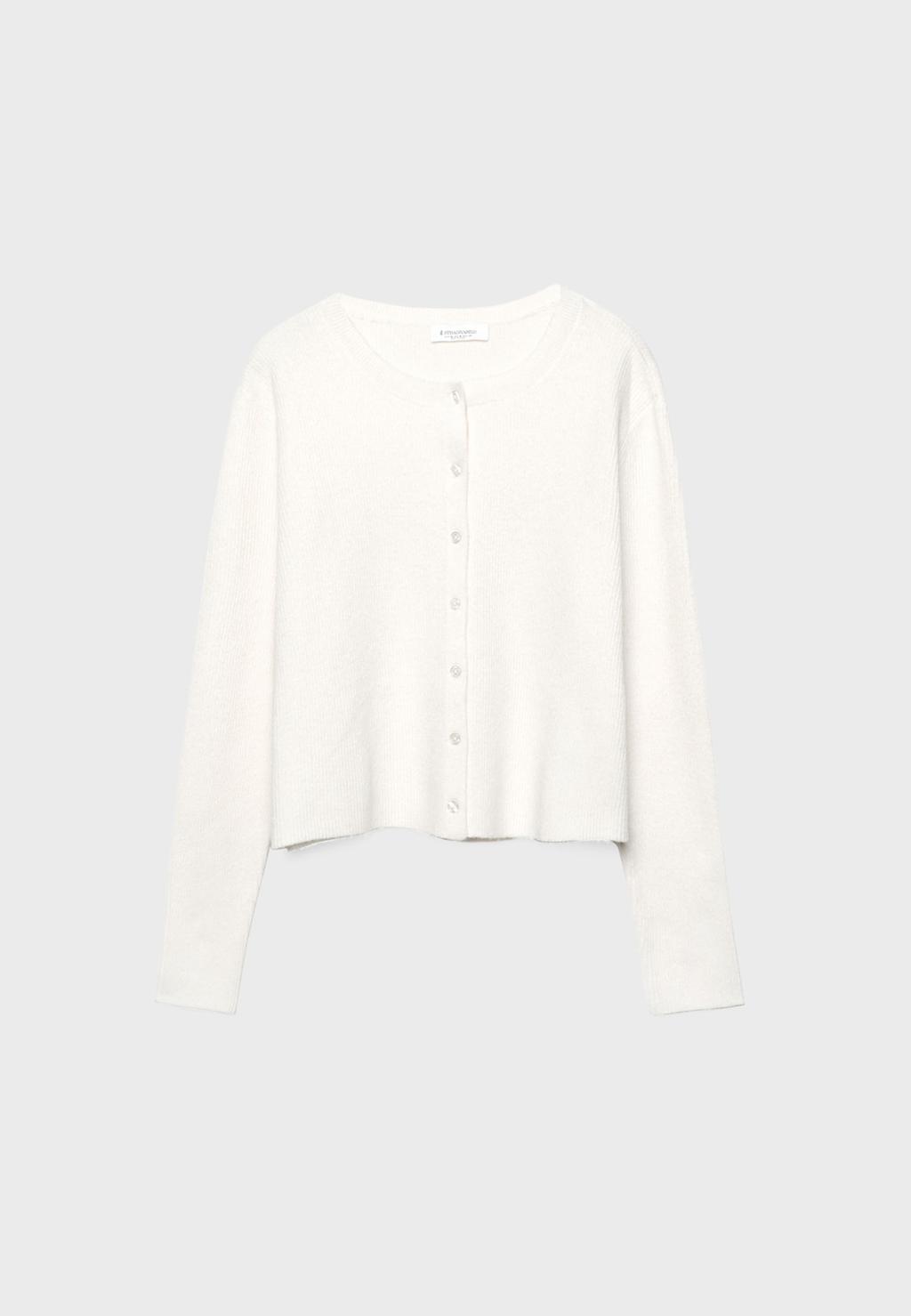 Cardigan in maglia a coste con bottoni