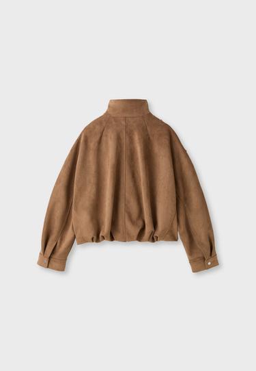 Oversize faux suede jacket — Stone 8