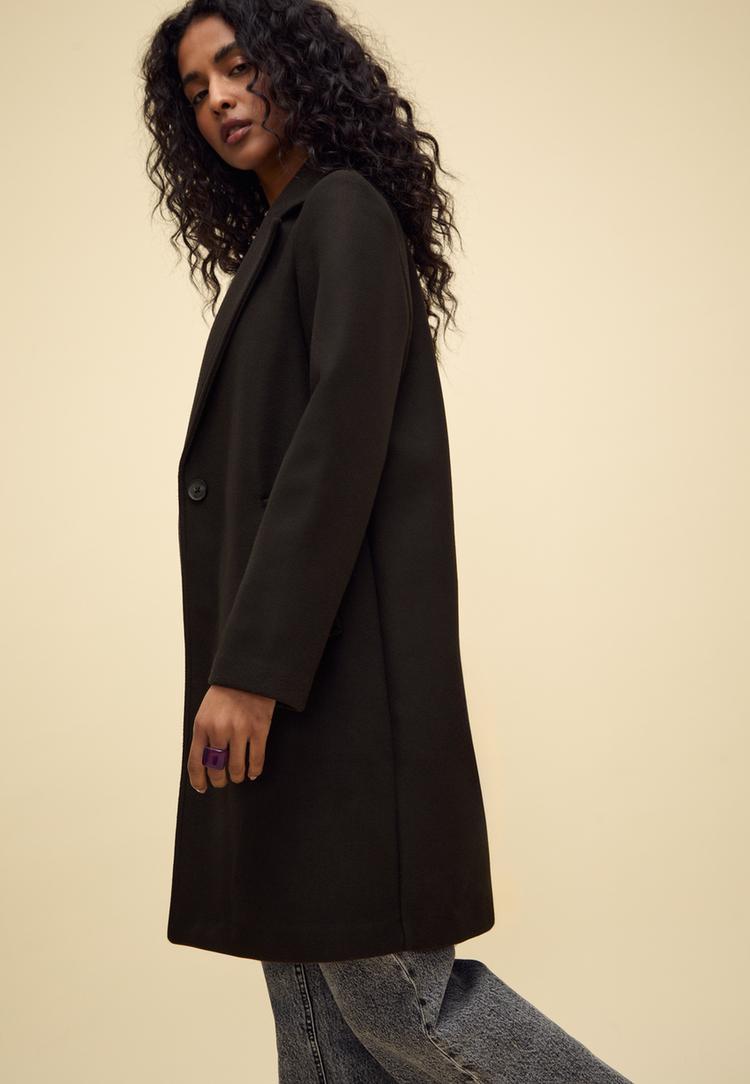 cappotto midi con bottone in tessuto morbido