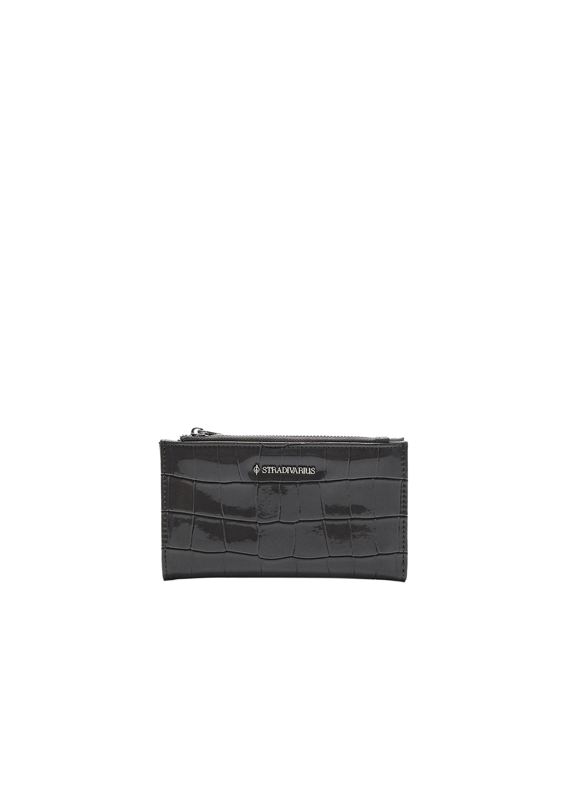 Basic mock croc wallet — Dark grey