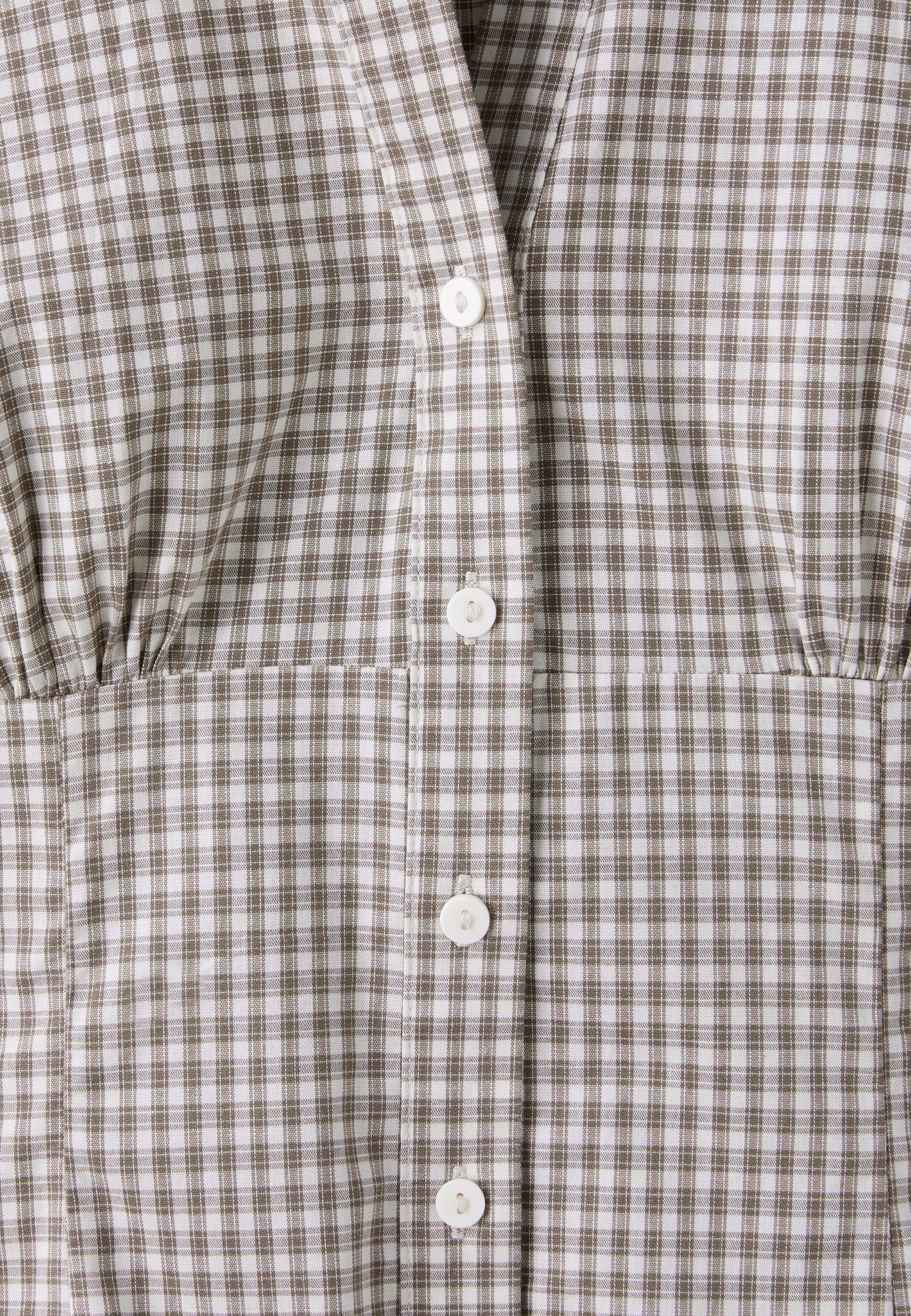 Short sleeve under-bust seam shirt — Khaki