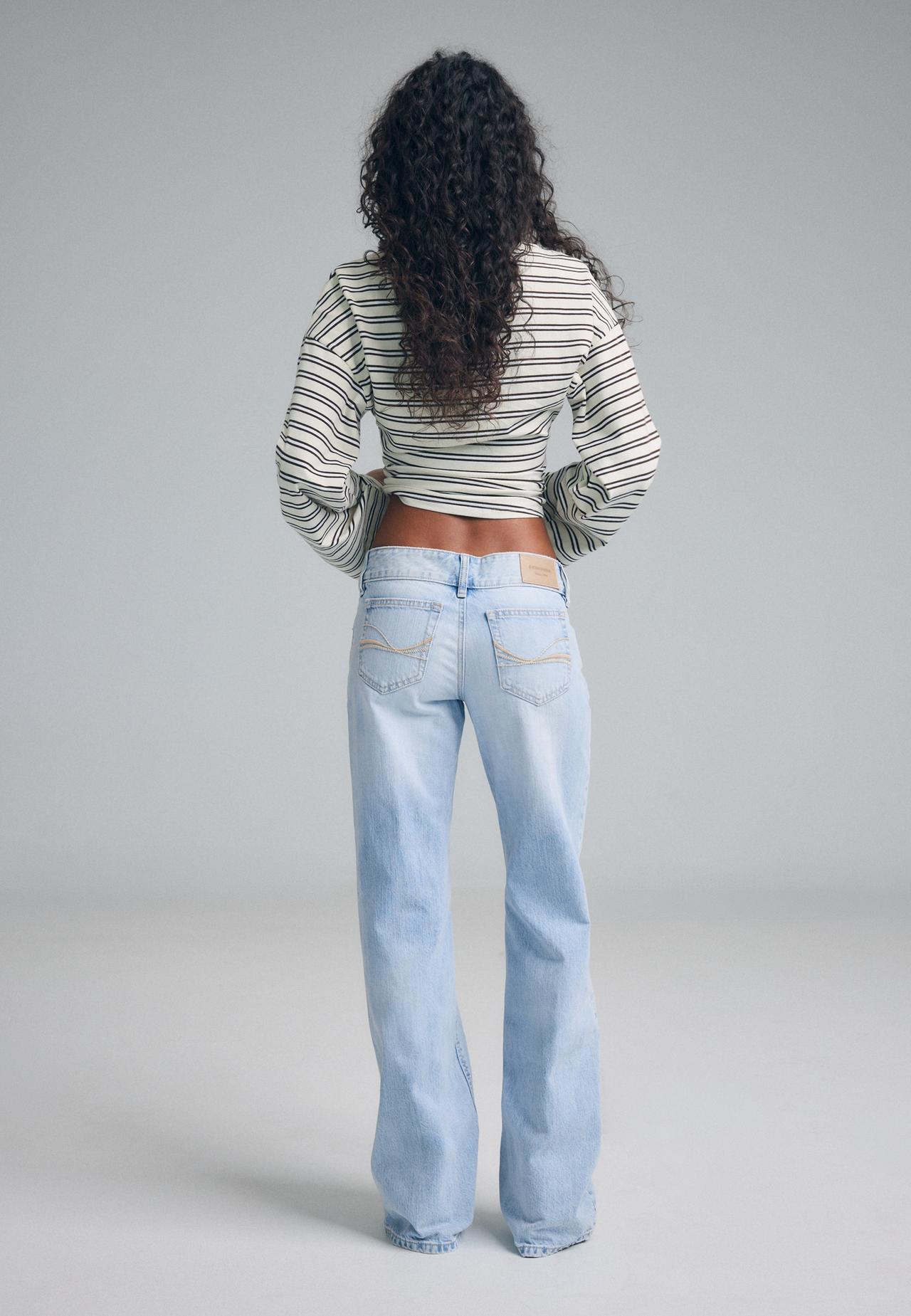 Low-rise straight jeans with hammer waist — MEDIUM LIGHT BLUE DENIM