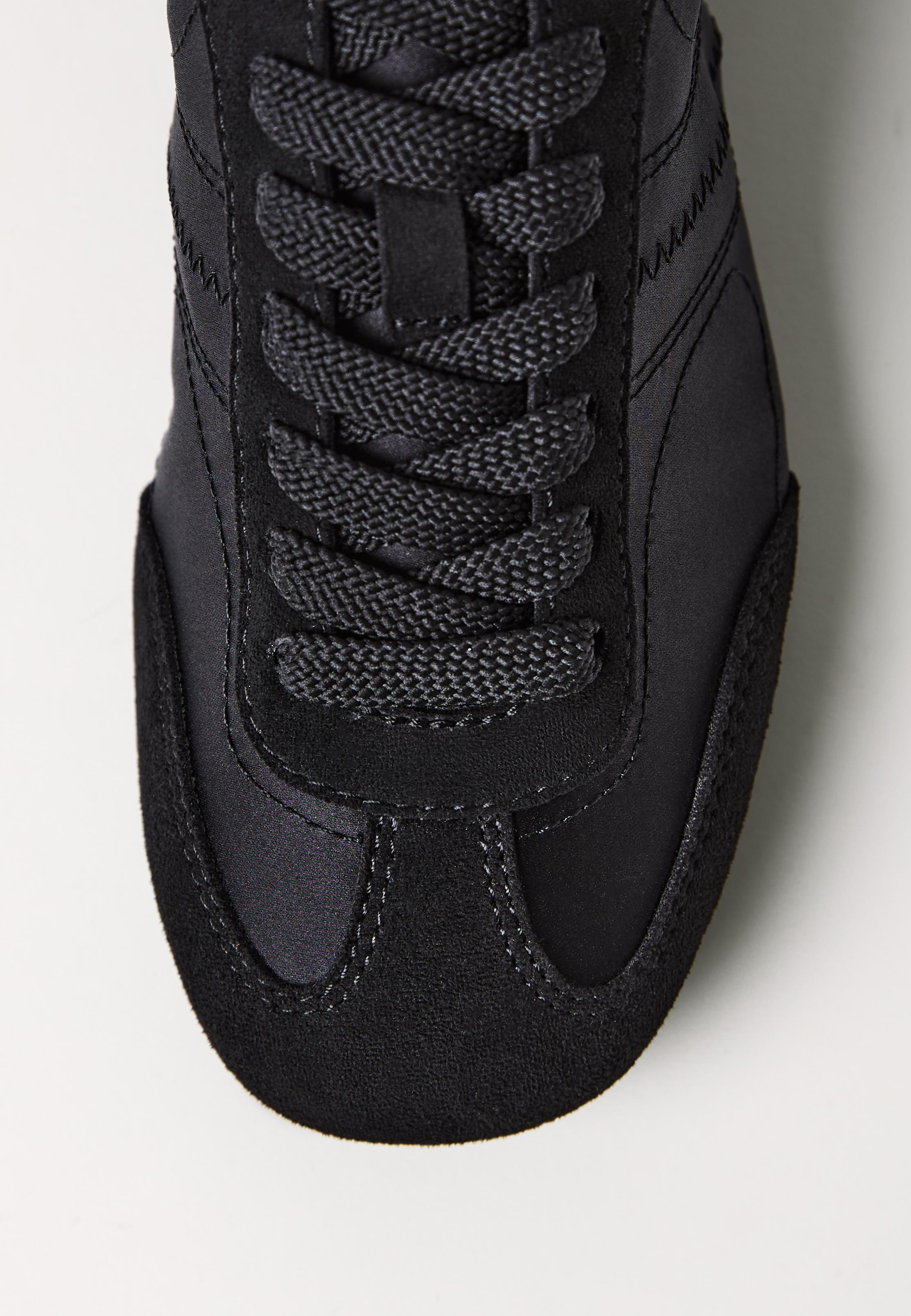 Satin fine sole trainers — BLACK 