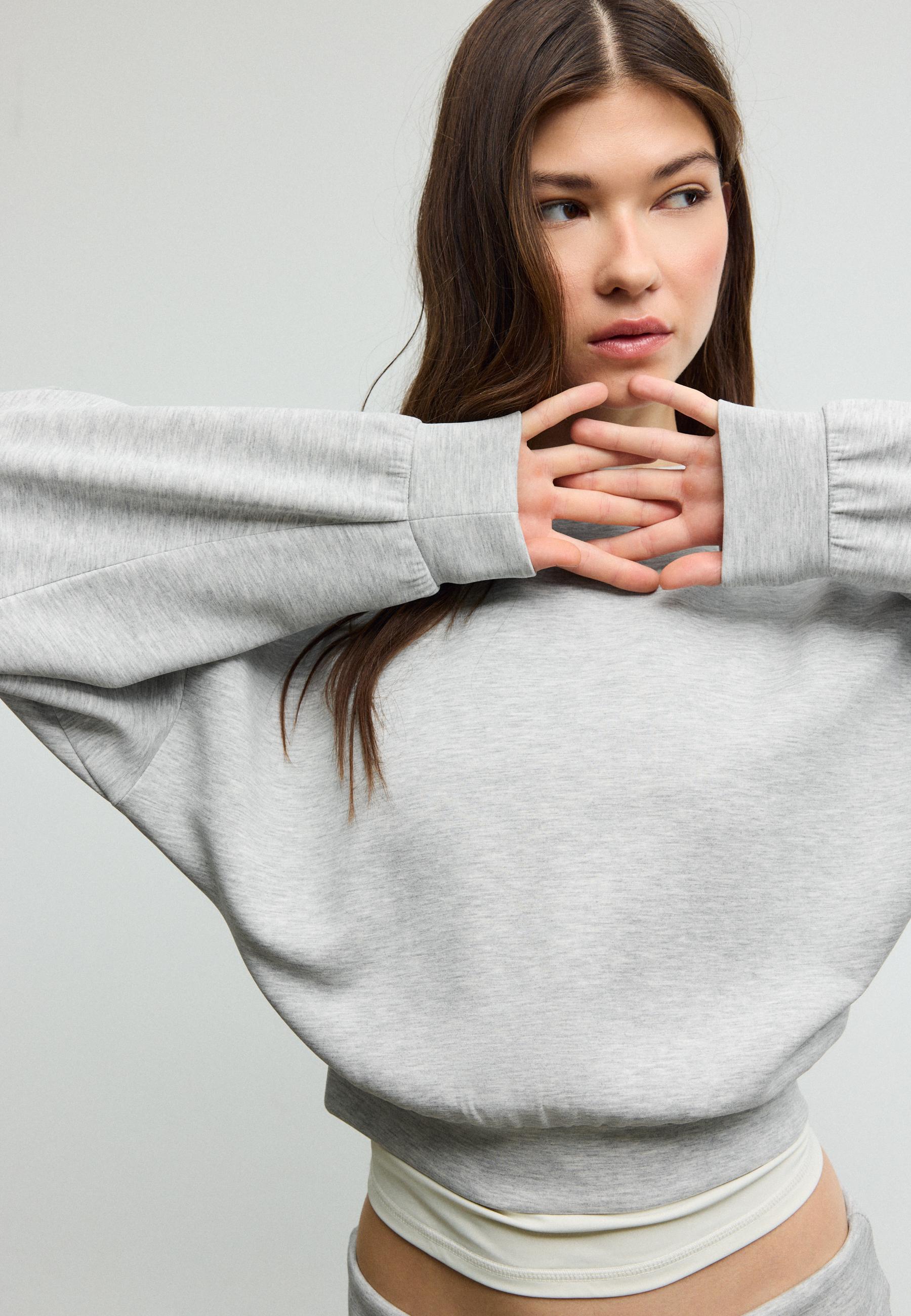 Soft-touch batwing sleeve sweatshirt — Grey melange