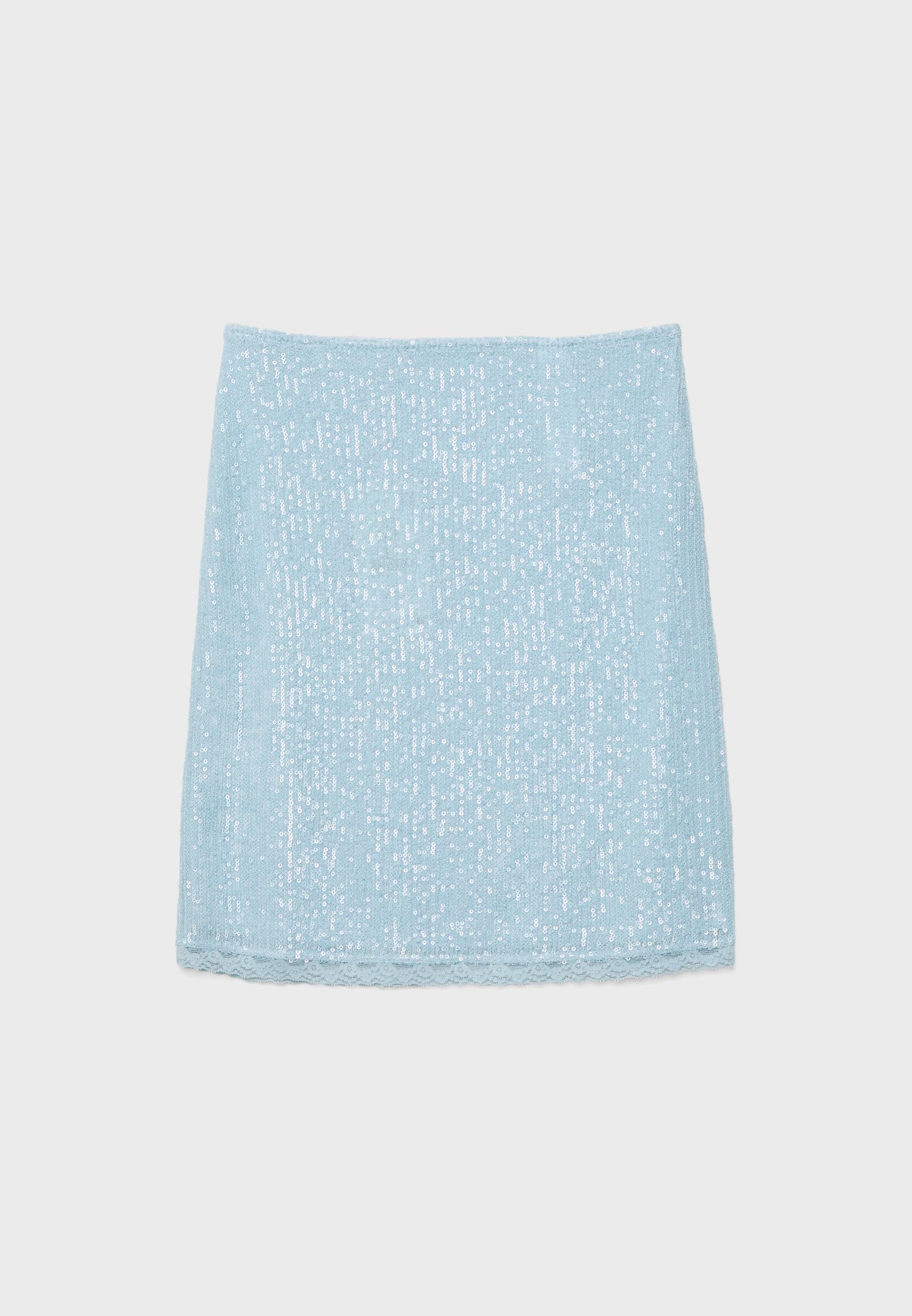 Sequin midi skirt — Sky blue