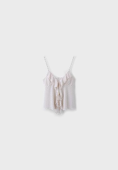 Printed ruffled top — Ecru 7