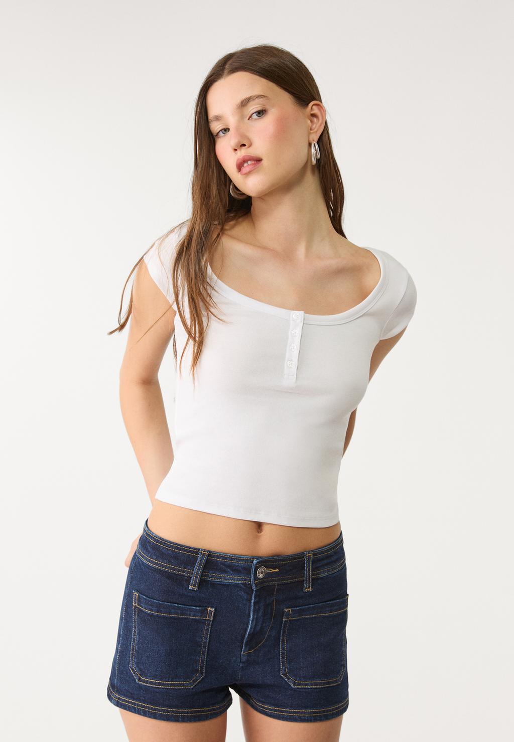 Denim micro shorts