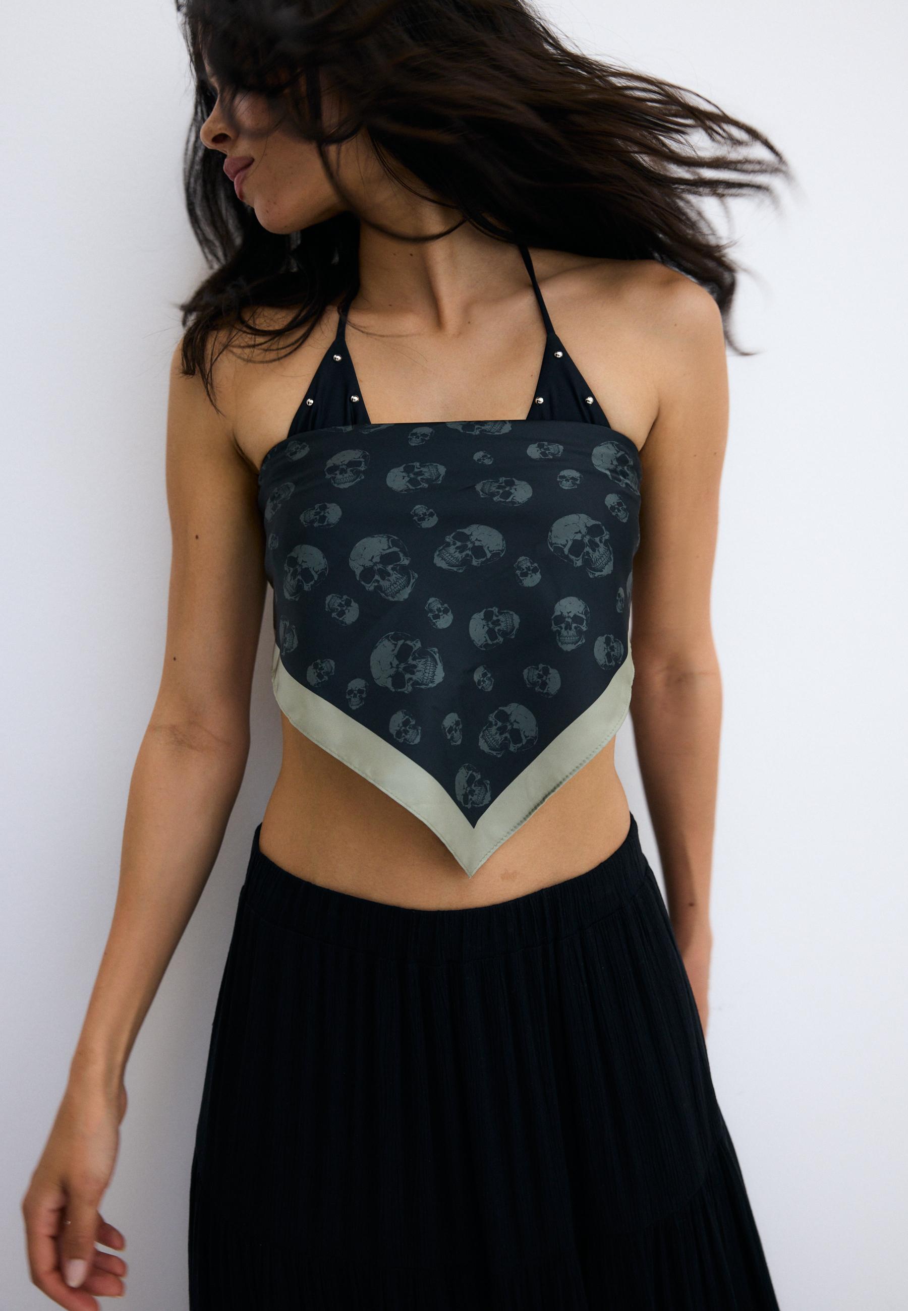 Skull print scarf — Khaki