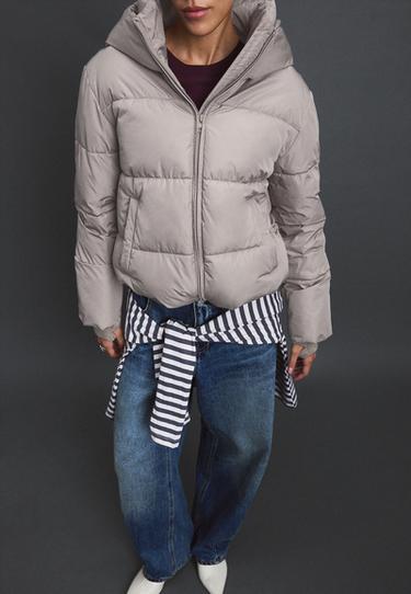 Basic hooded padded jacket — Brown 6