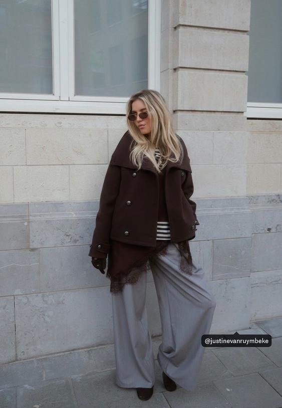 Stradivarius Soft-Touch Crossover High Neck Jacket Brown L