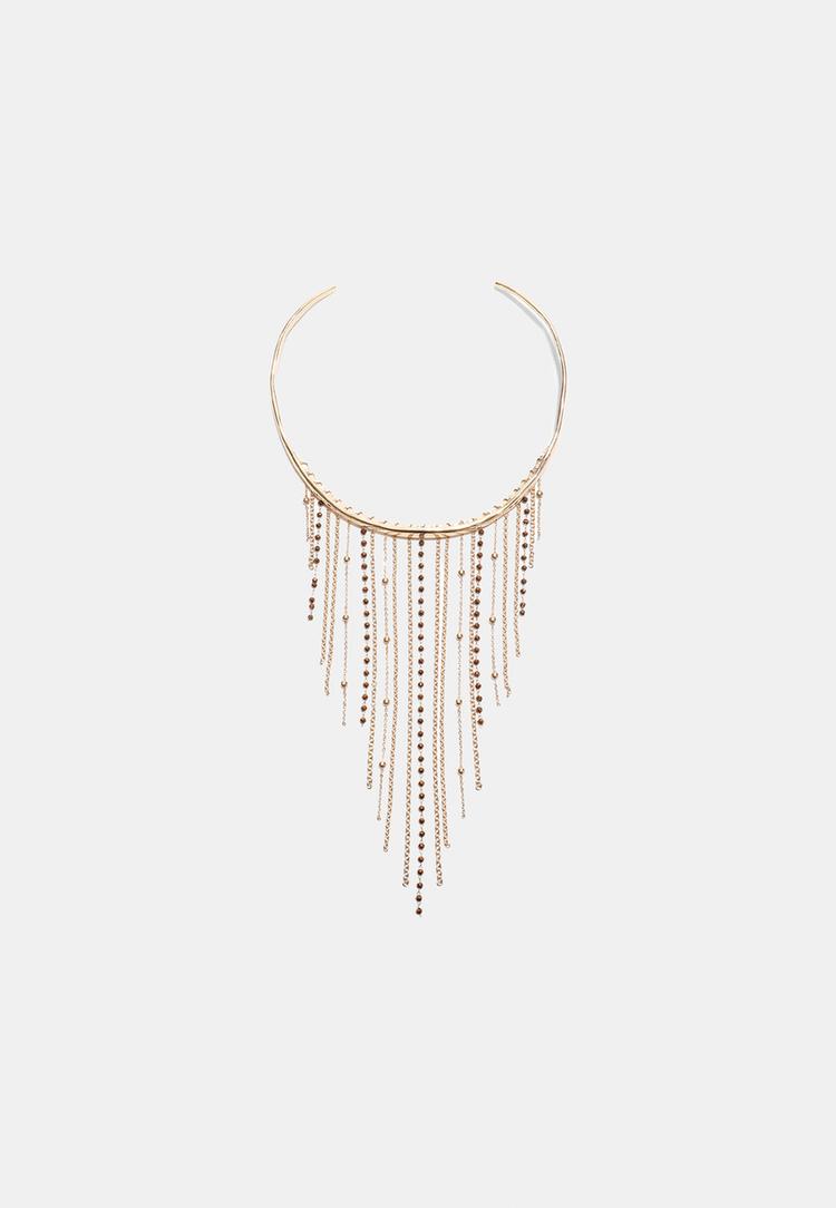 Stradivarius Colier Choker Cascadă Auriu Os
