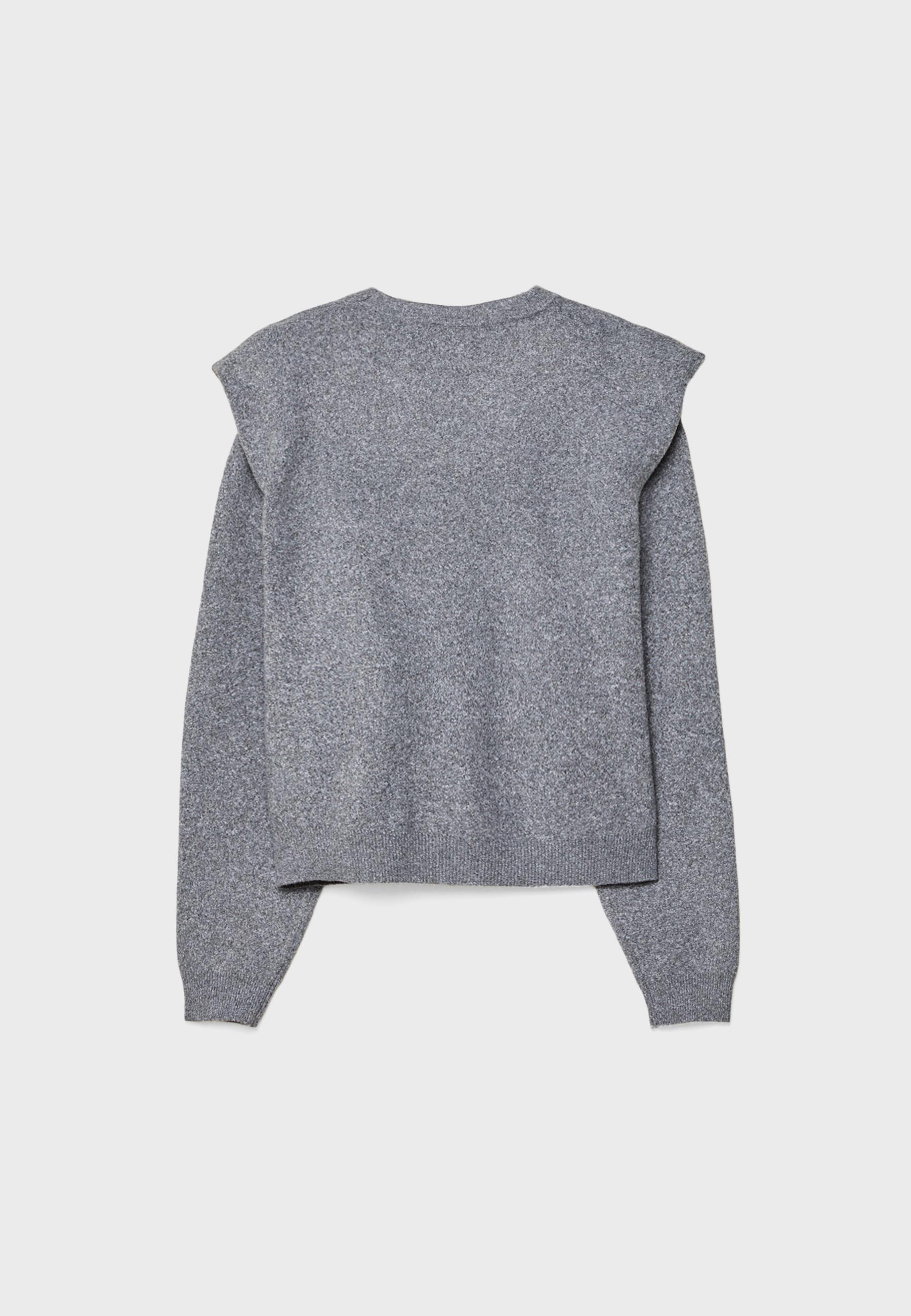 Knitted jumper with padded shoulders — Dark grey
