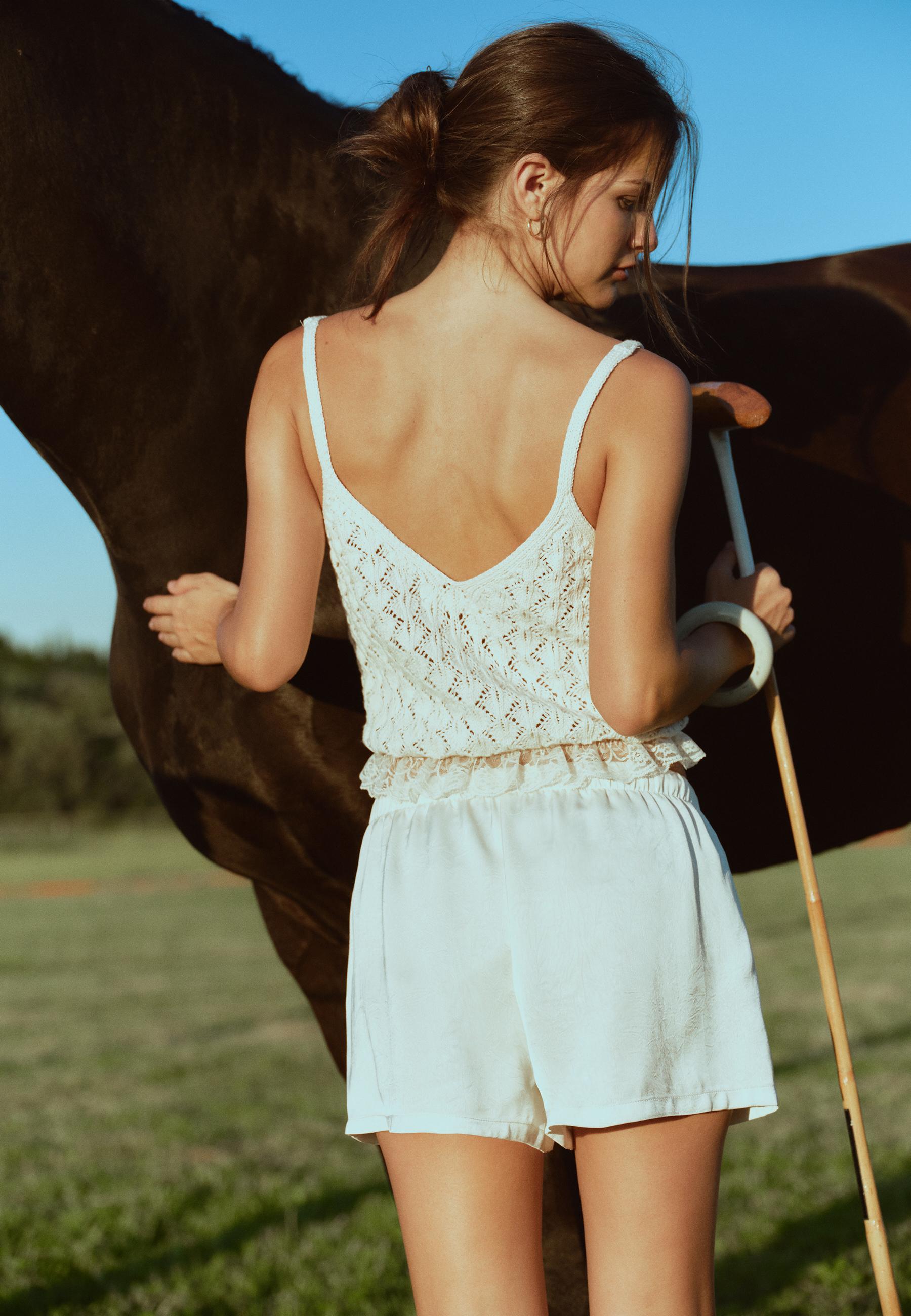 Mixed knit top — Vanilla