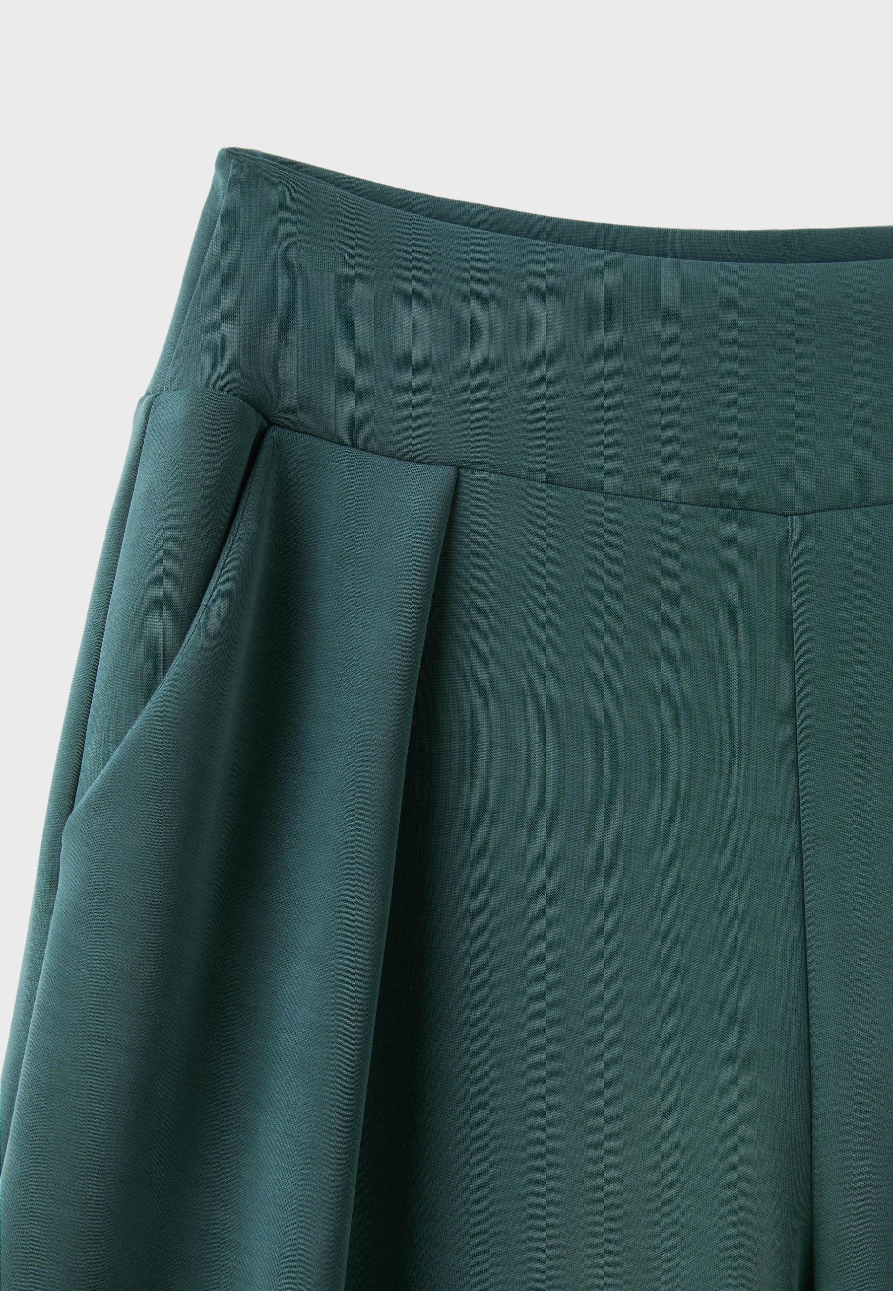 Soft-touch wide-leg trousers with darts — Khaki