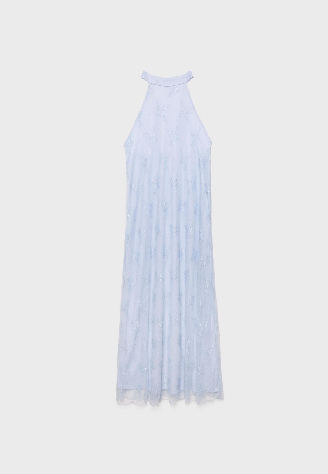 Lace halter neck midi dress - Women's fashion | Stradivarius United Arab Emirates Lace halter neck midi dress - Women's fashion | Stradivarius United Arab Emirates
