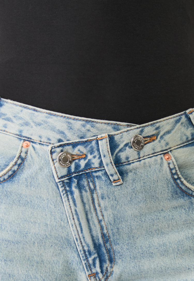jeans straight fit cintura cruzada