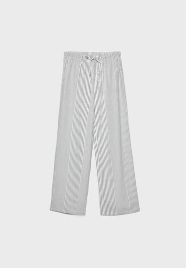 Flowing striped linen trousers — Grey 6